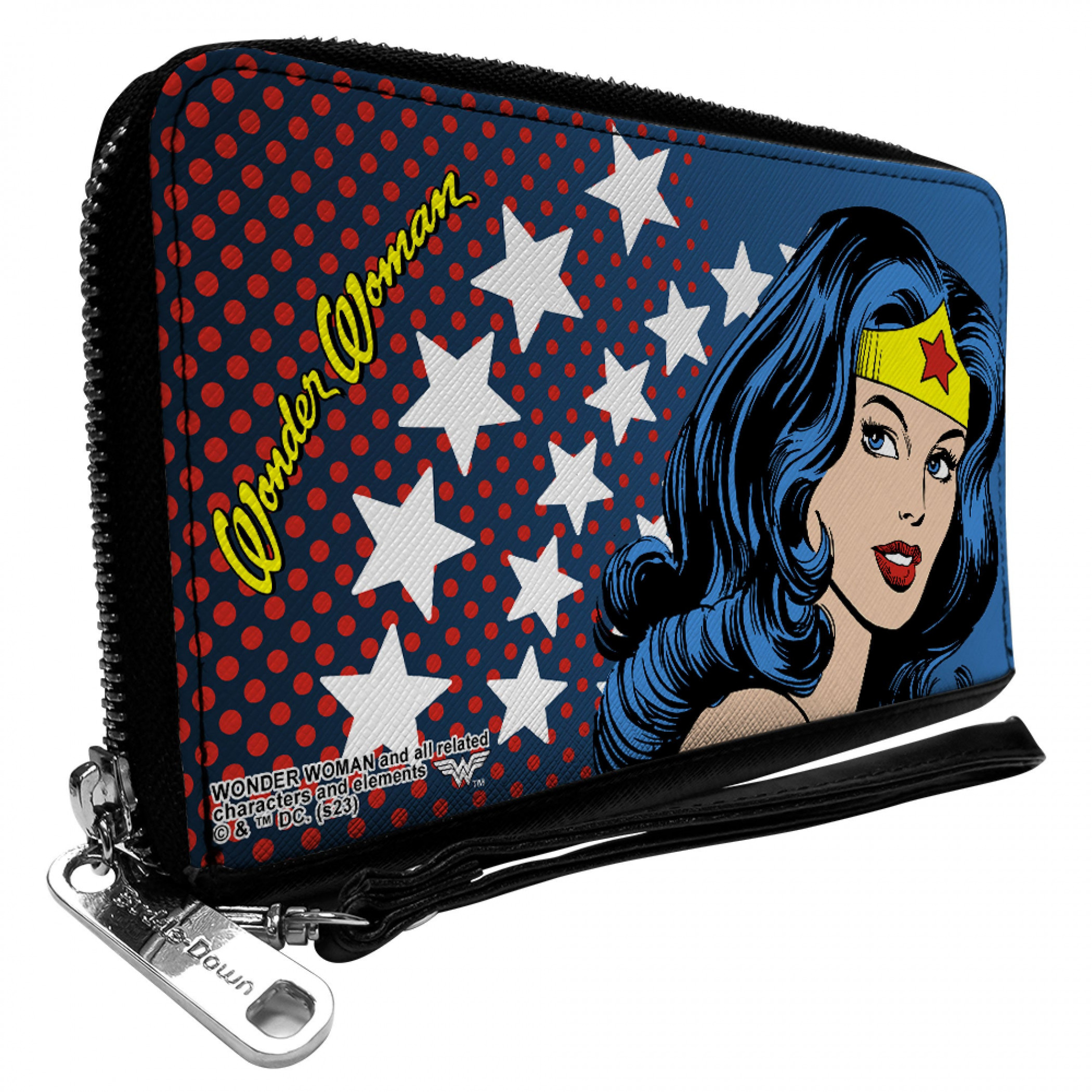 Wonder Woman Half Tone PU Leather Zip Around Wallet, Multi-Color
