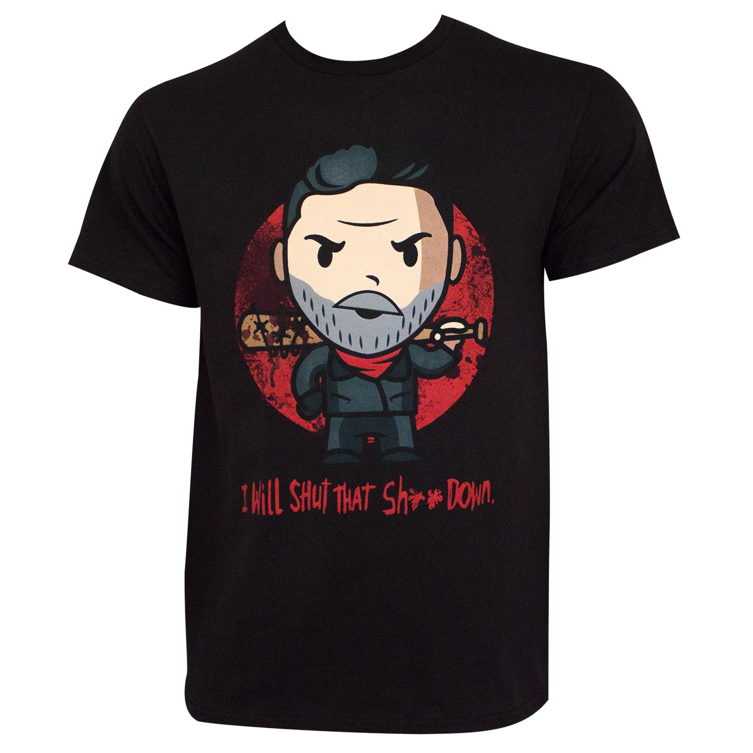 The Walking Dead Shut It Down Black Cartoon Tee Shirt