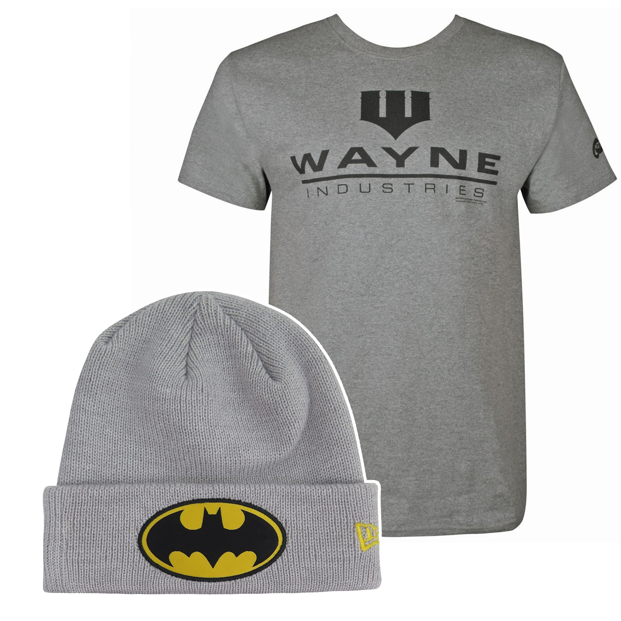 Batman Wayne Industries T-Shirt & Beanie Bundle, Grey