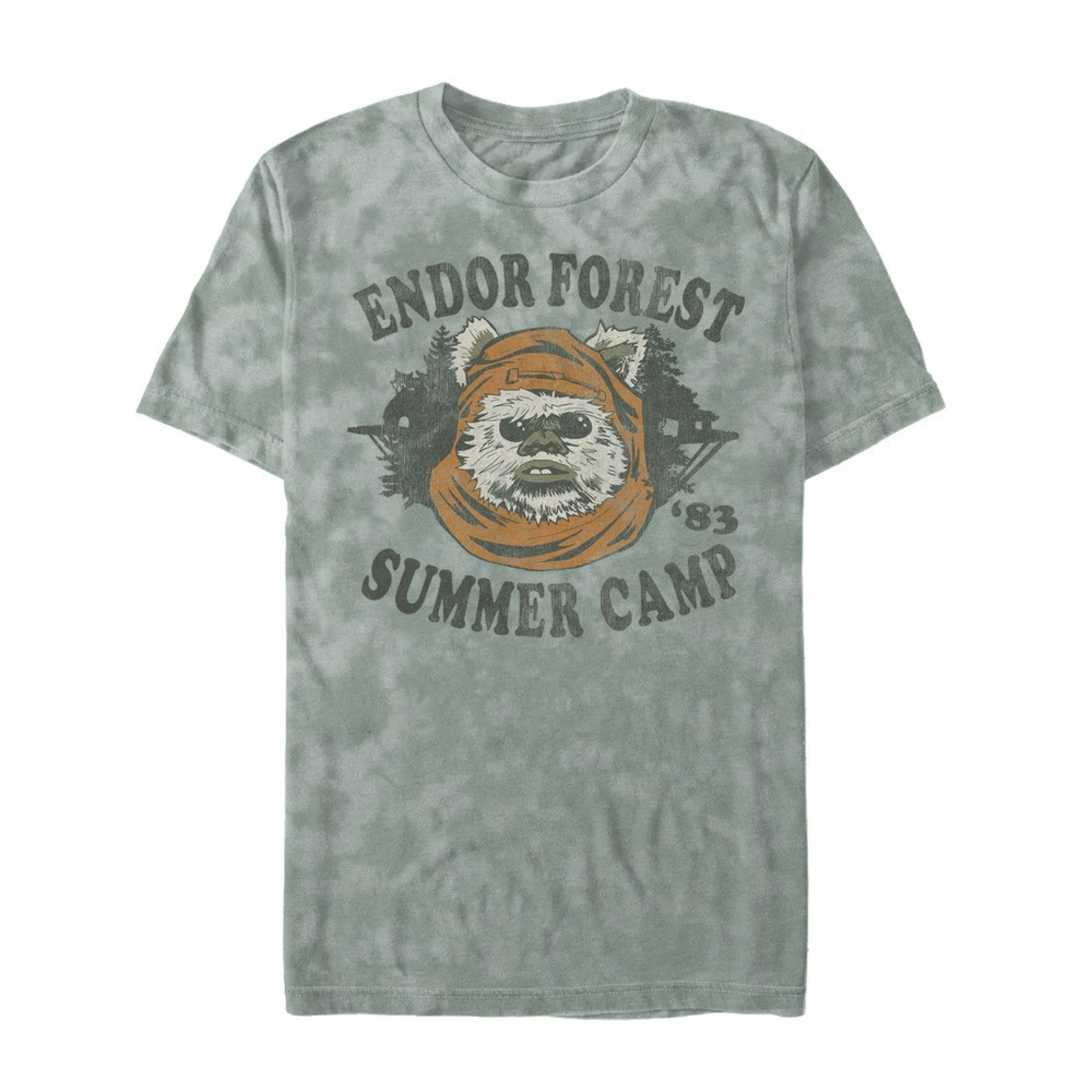 Star Wars Ewok Endor Forest Camp Crystal Wash T-Shirt, Green