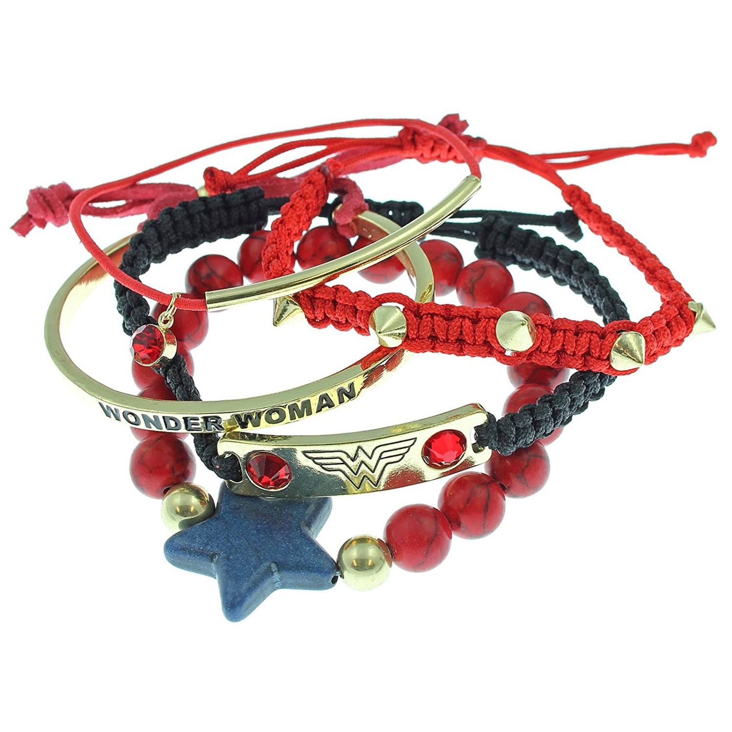 Wonder Woman Bracelet Set, Red
