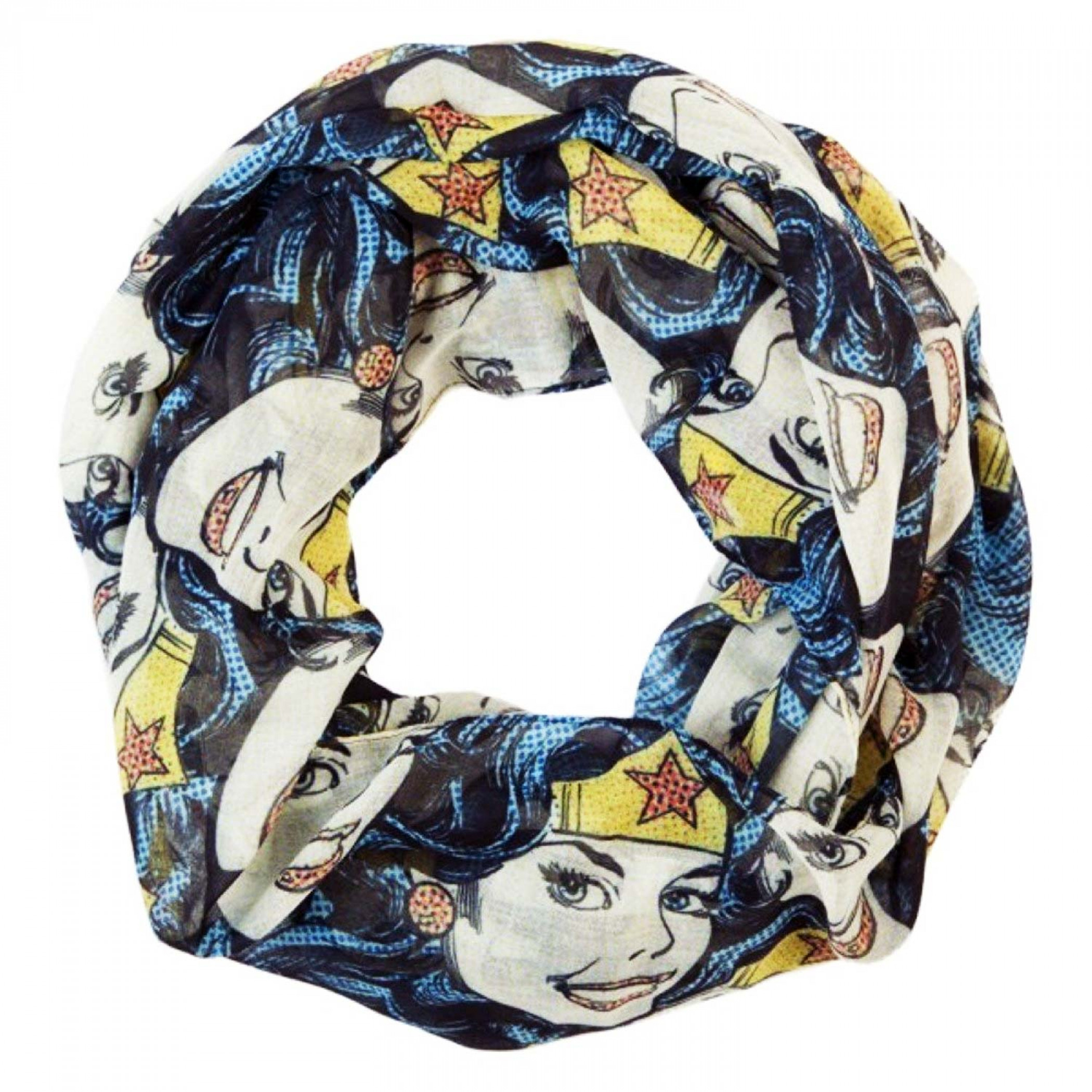 Wonder Woman Comic Round Halftone Infinity Scarf, Black