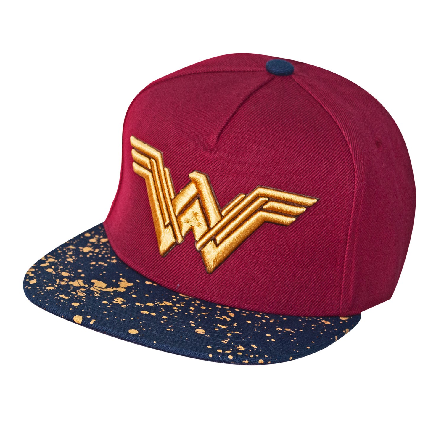 Wonder Woman Metallic Logo Burgundy Snapback Hat