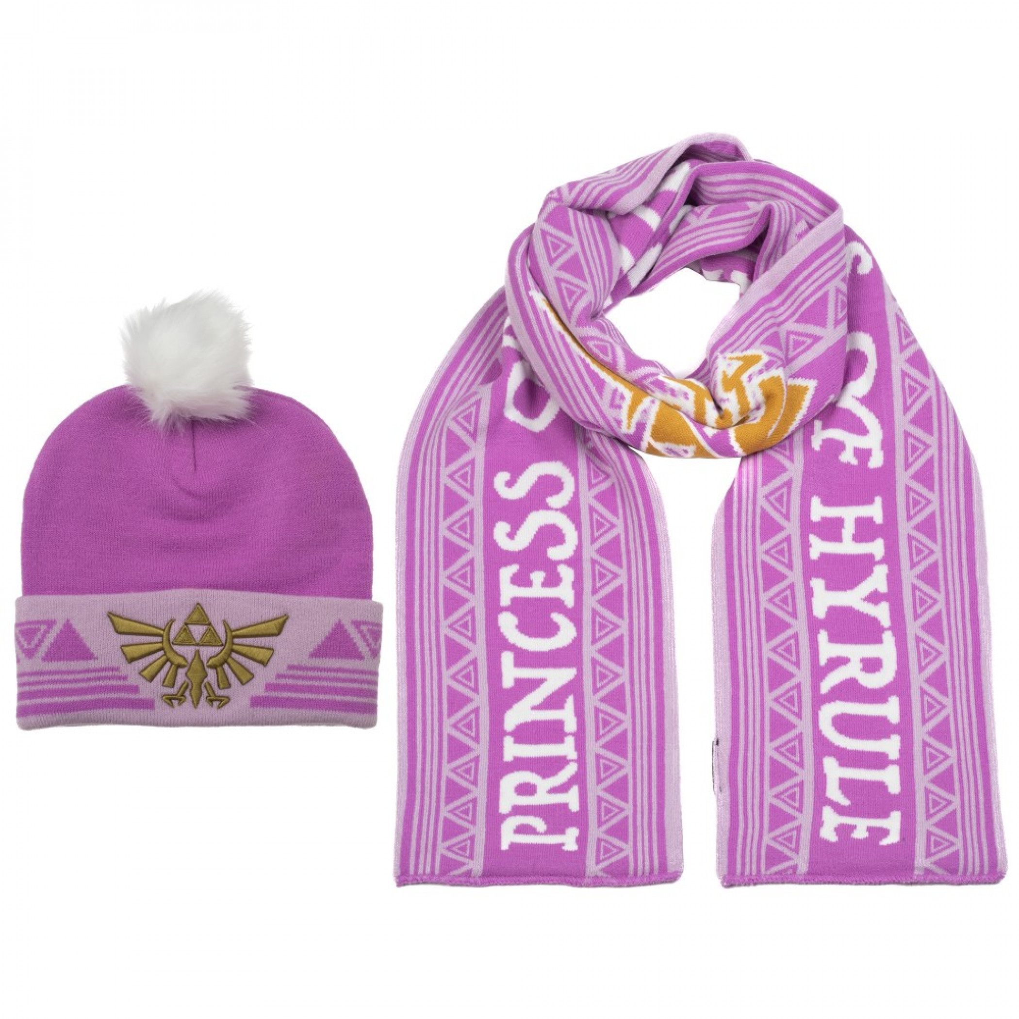 Zelda Twilight Princess Nintendo Symbol 2-Piece Beanie and Scarf Set, Pink
