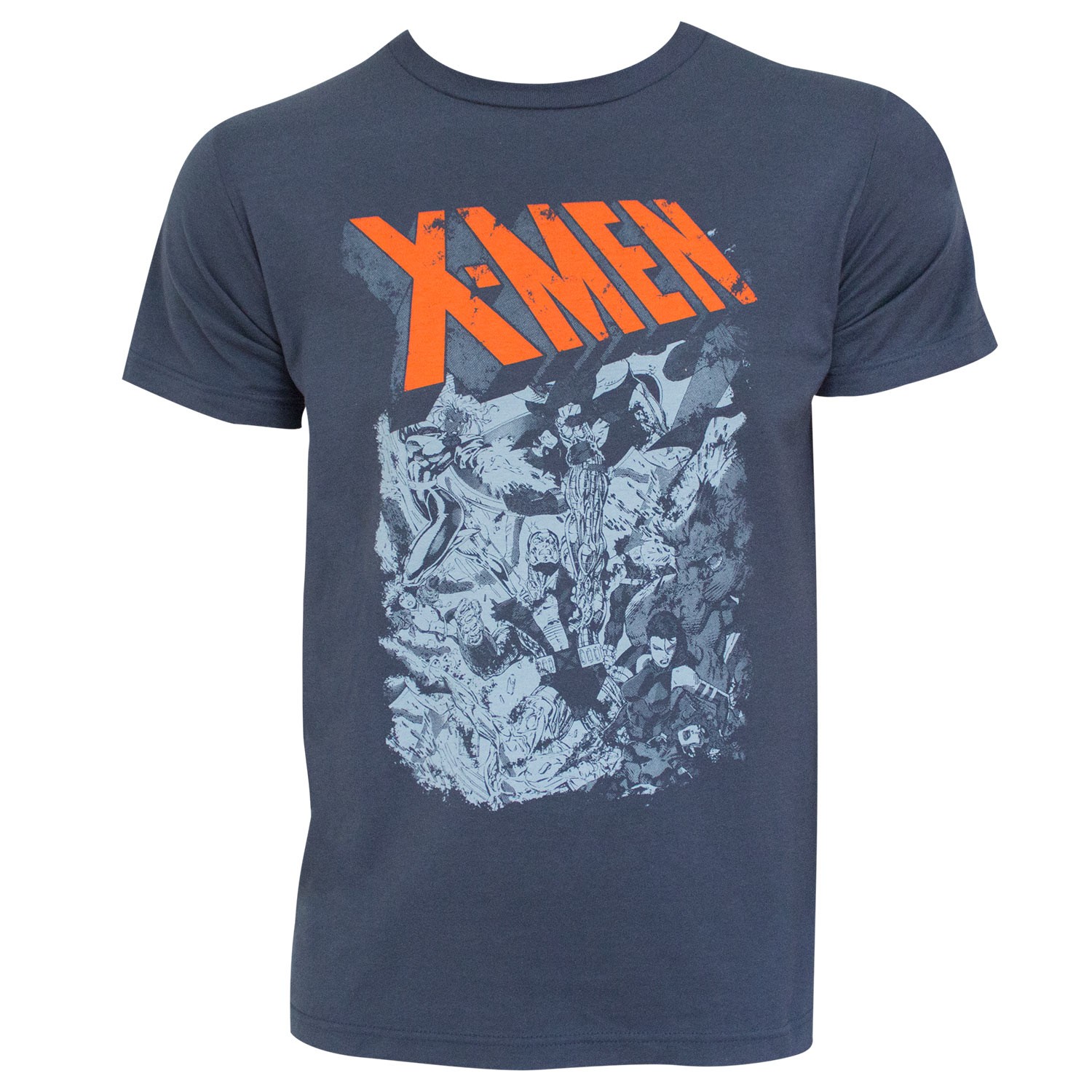 X-Men Group Fight Grey Tee Shirt