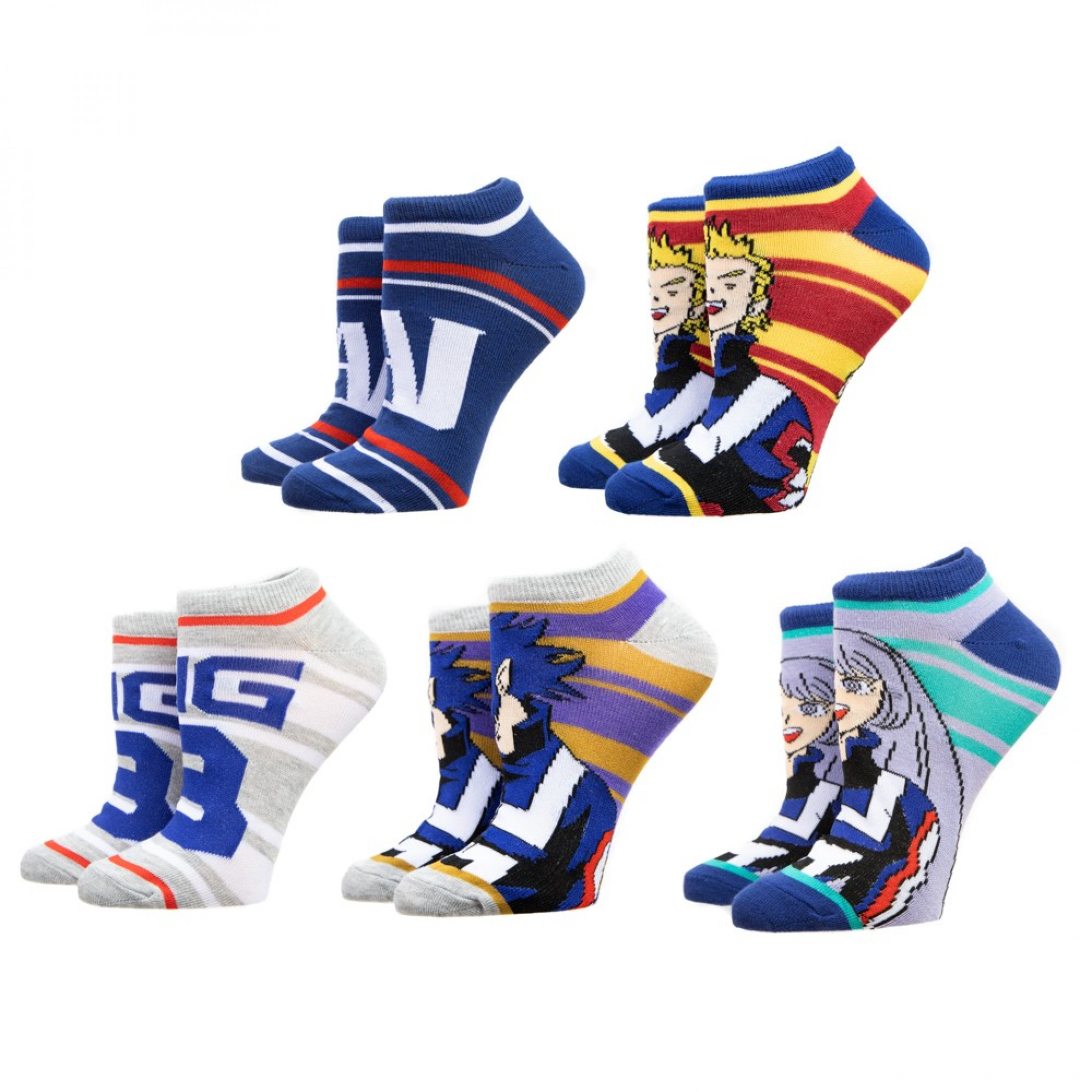 My Hero Academia 5-Pair Pack Ankle Socks, Multi-Color