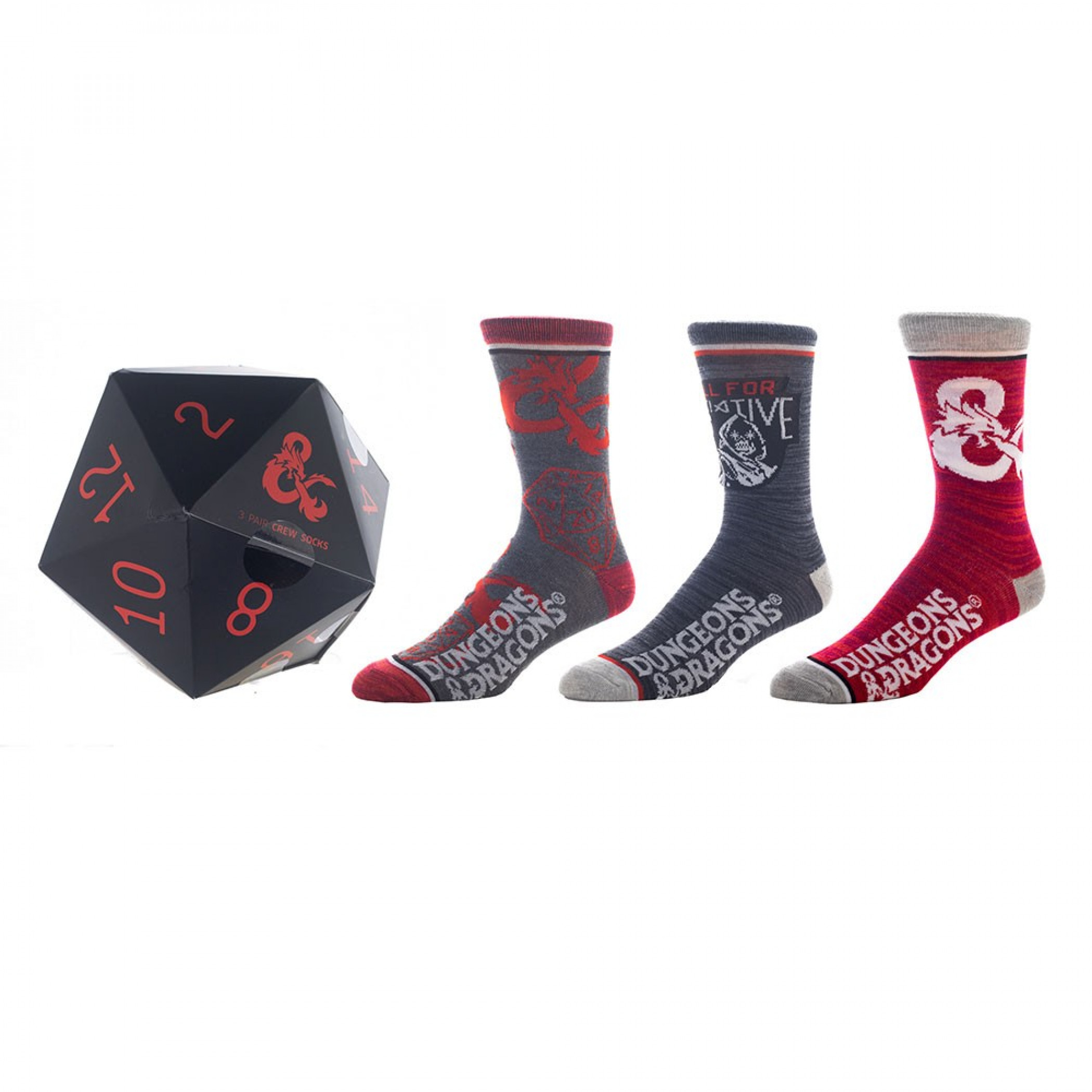 Dungeons & Dragons 3-Pair Pack of Crew Socks, Multi-Color