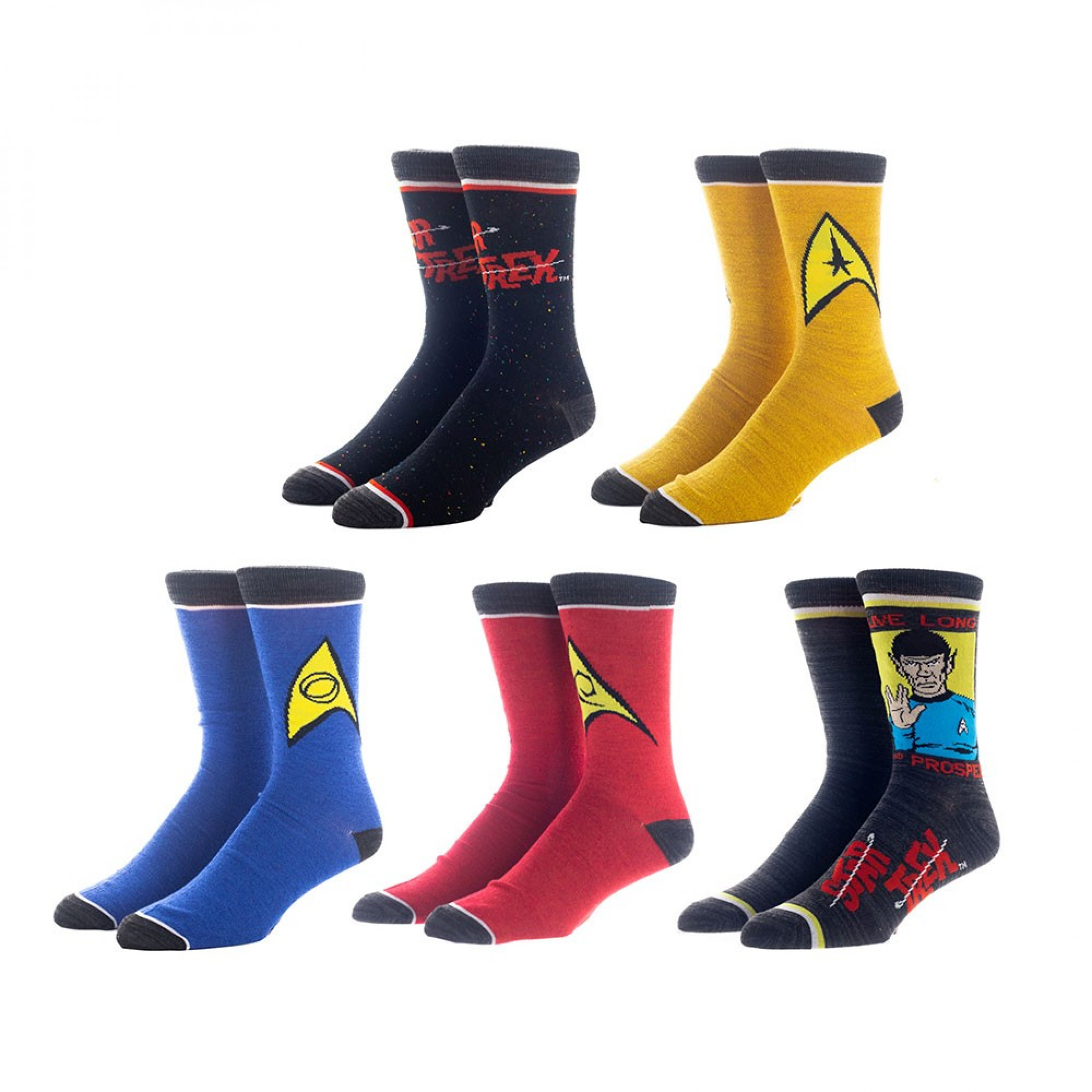 Star Trek 5-Pair Pack of Crew Socks, Multi-Color