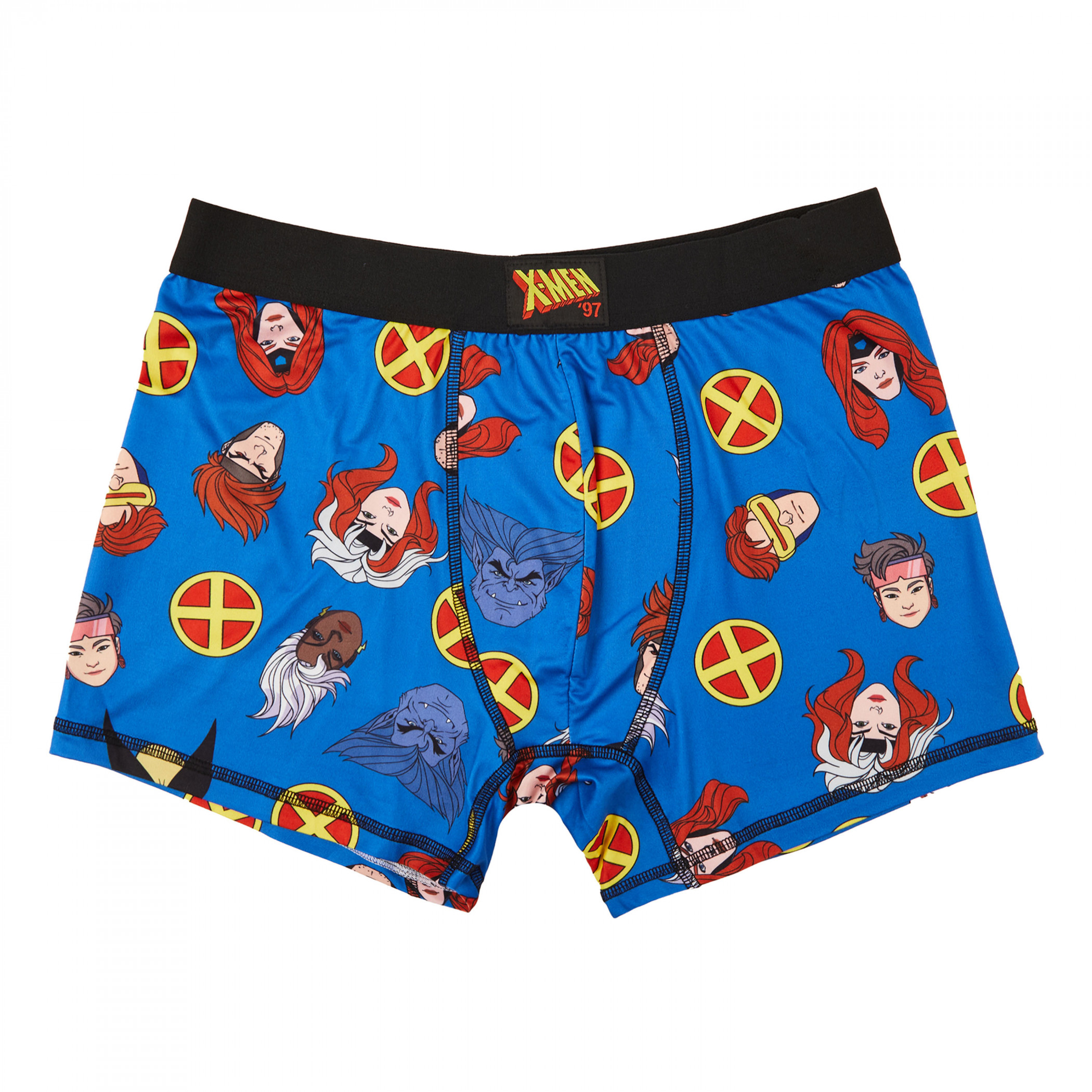 X-Men Logo and Heroes Men's Underwear Boxer Briefs, Blue