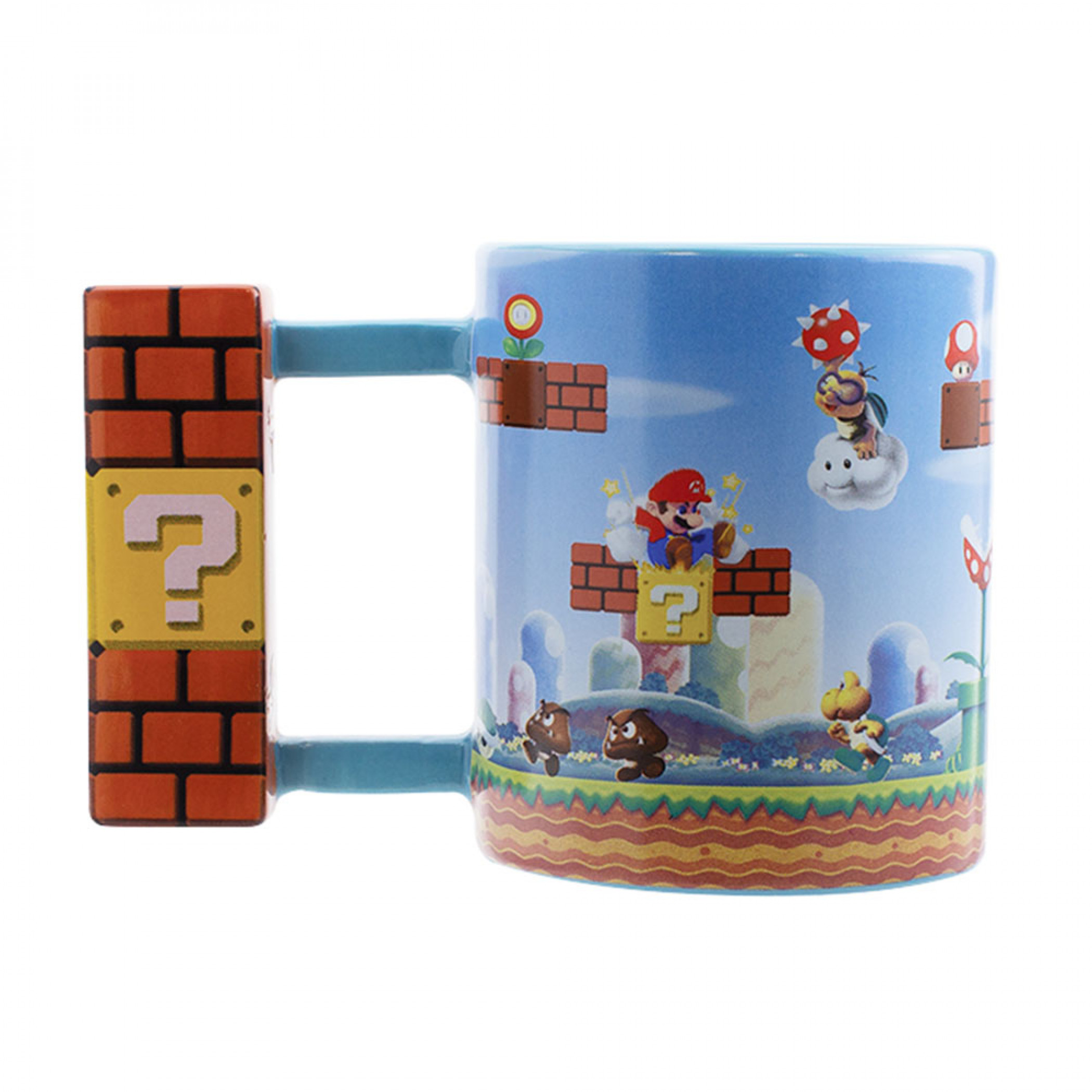 Super Mario Bros. Brick and  Block Shaped Handle 18oz Ceramic Mug, Multi-Color
