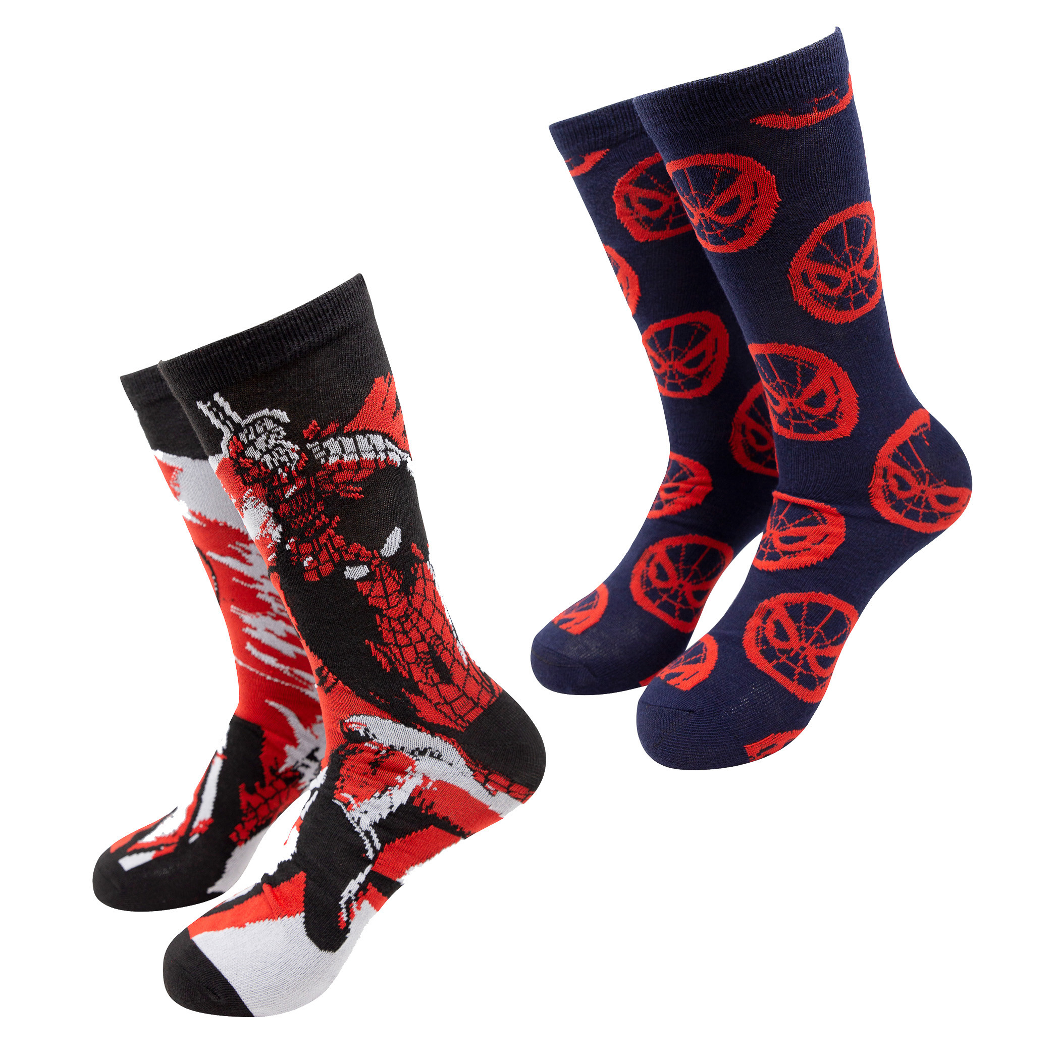 Spider-Man Swinging Black and Red Socks 2-Pair Pack, Blue