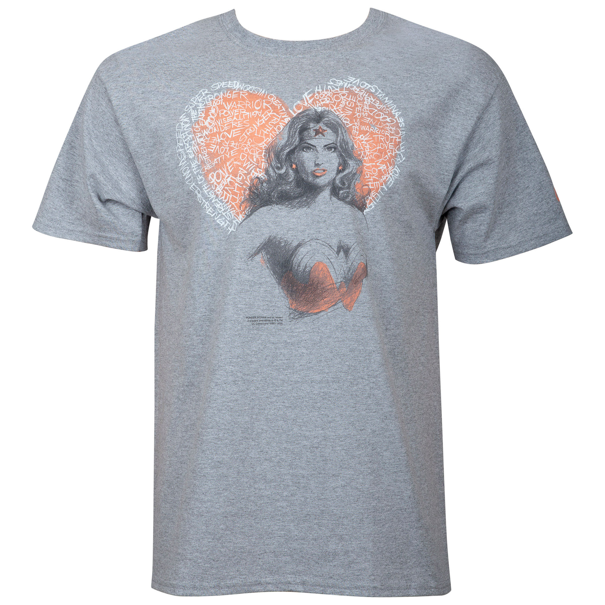 Wonder Woman Heart of Steel Men's Grey T-Shirt, Grey