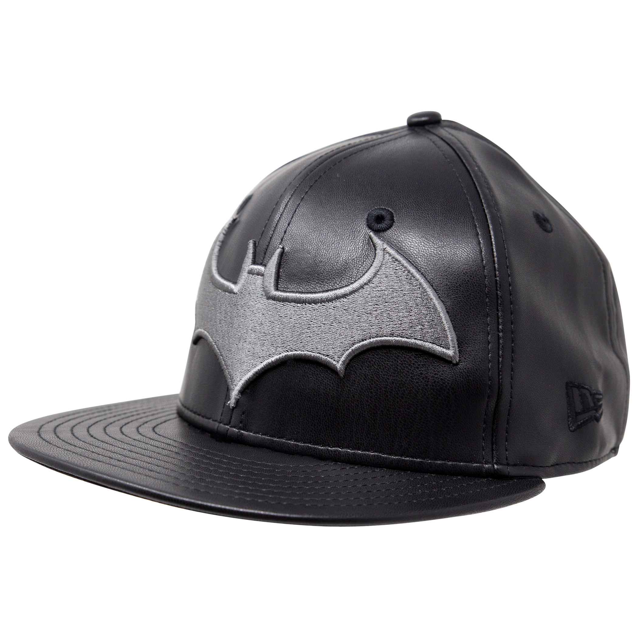 Batman Black Leather New Era 59Fifty Fitted Hat, Black