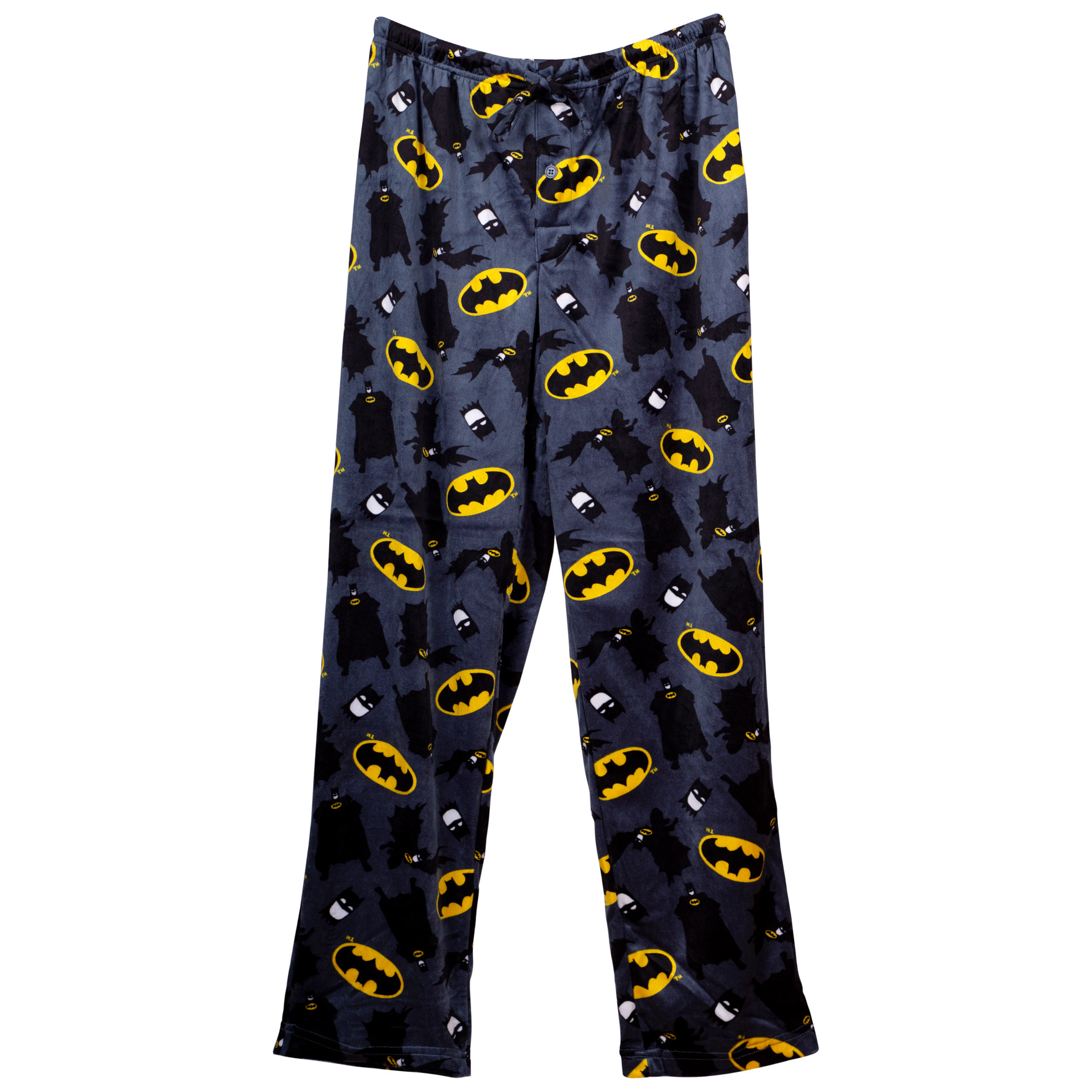 Batman Toss Logos and Characters Fleece Sleep Pants, Black