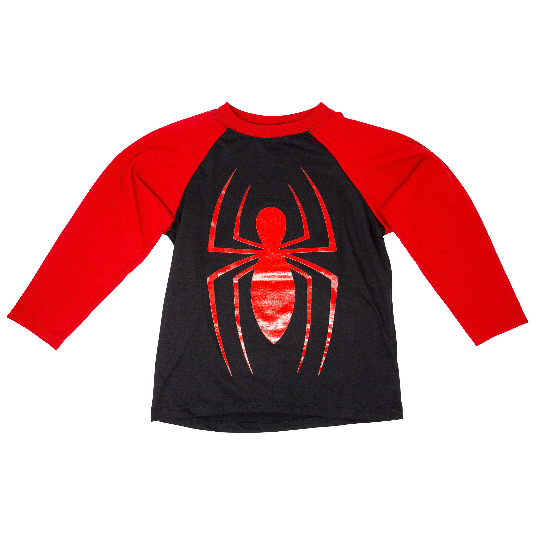 Spider-Man Kids Baseball Long Sleeve Raglan T-Shirt, Black