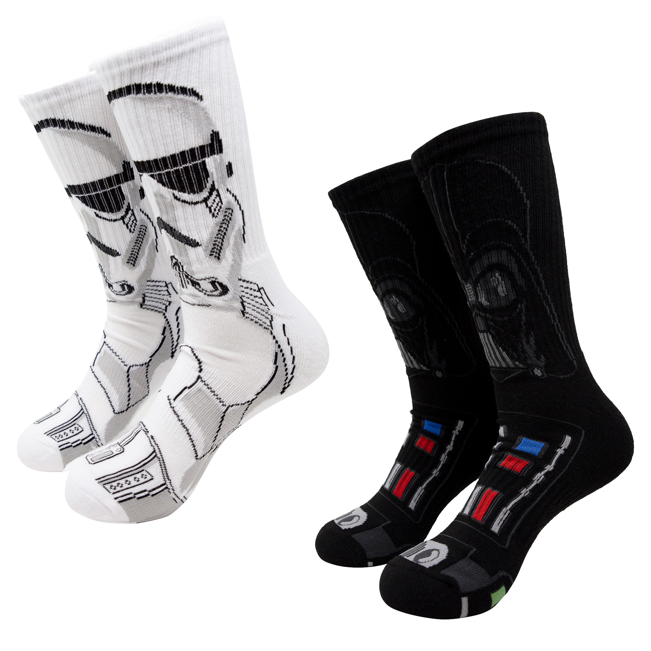 Star Wars Darth Vader and Stormtrooper Character Crew Socks 2-Pair Pack, White