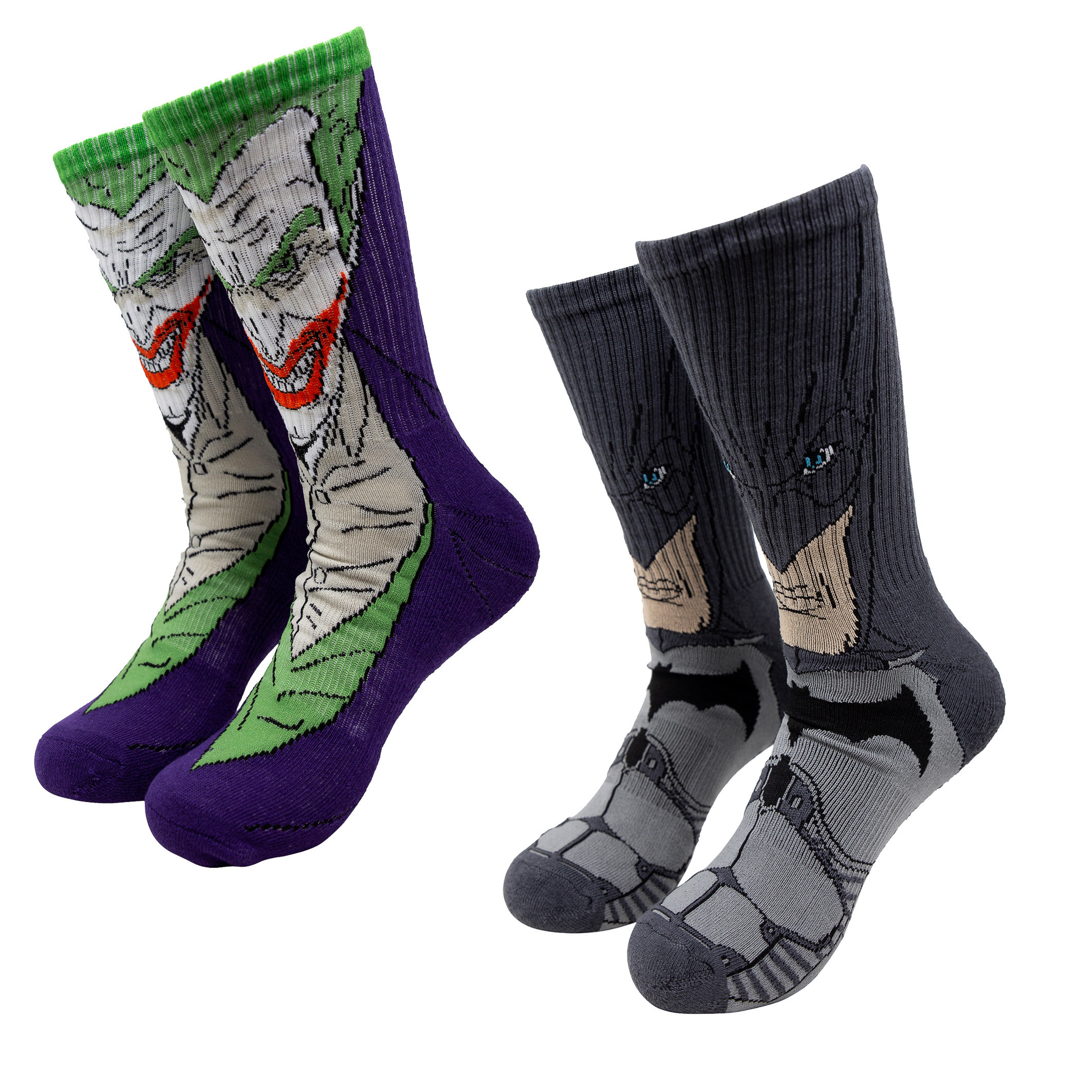 Batman and Joker Character Crew Socks 2-Pair Pack, Purple
