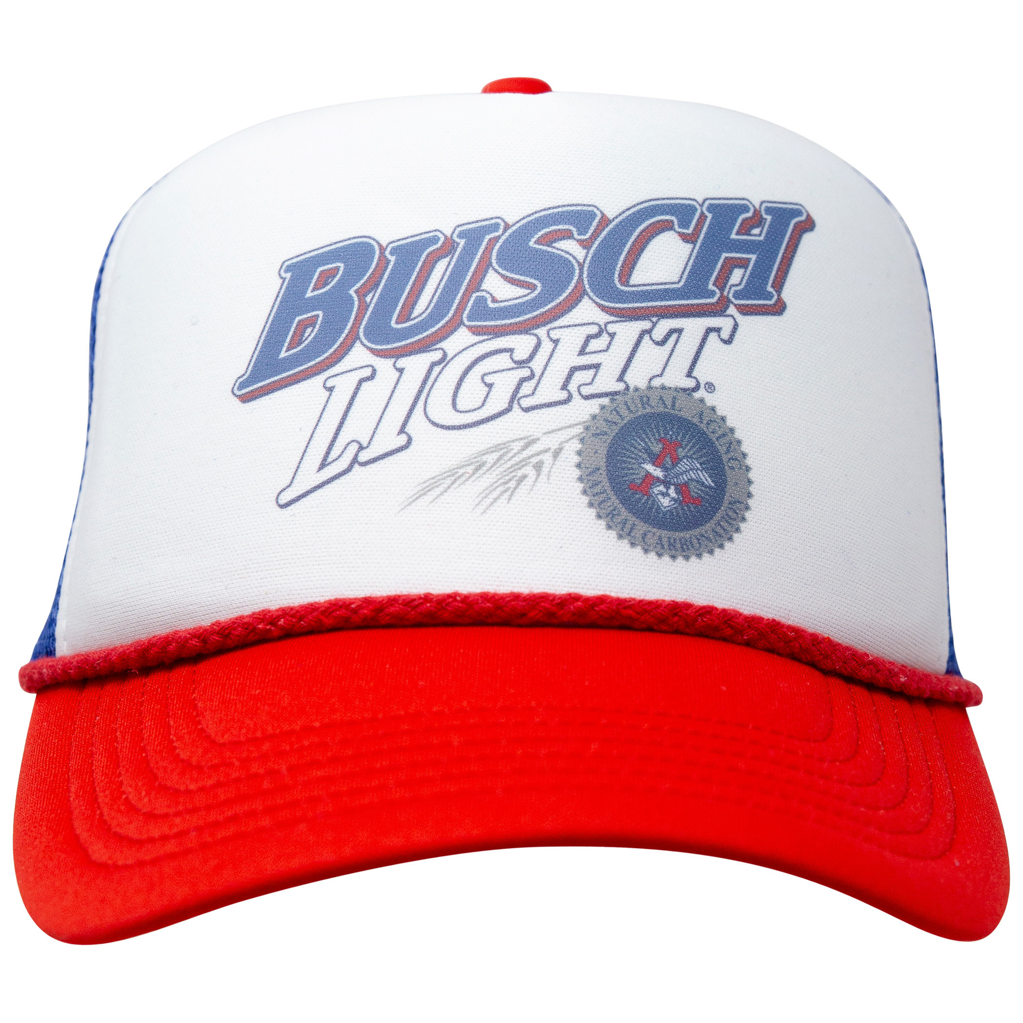 Busch Light Beer Logo Red  White  and Blue Adjustable Snapback Mesh Trucker Hat