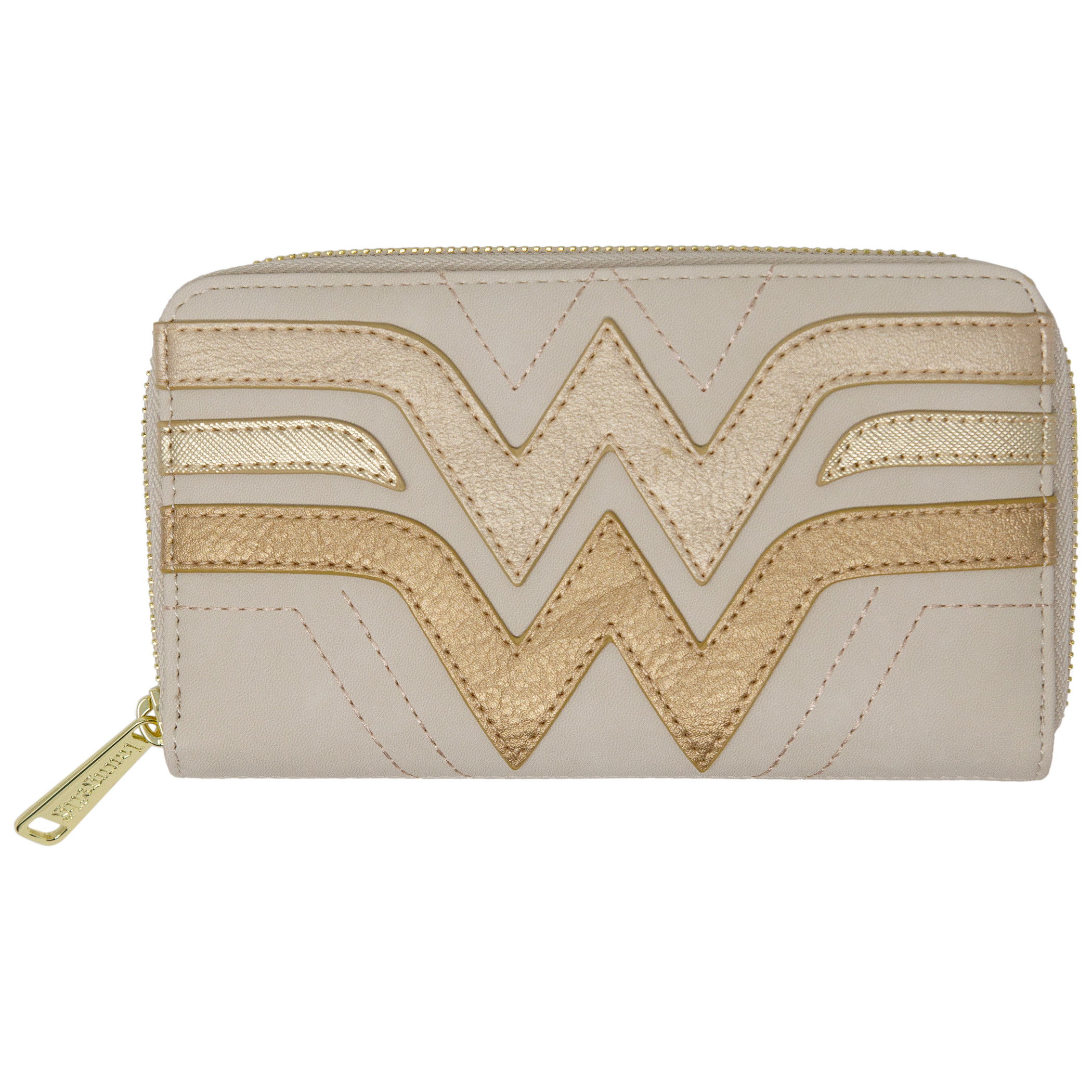 Wonder Woman Golden Faux Leather Zip Around Wallet, Multi-Color