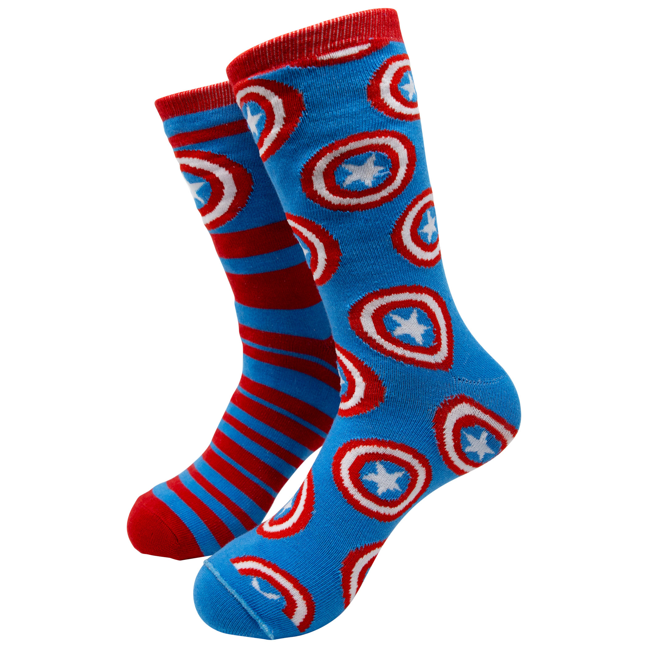 Marvel Captain America Reversible Men's Crew Socks, Blue