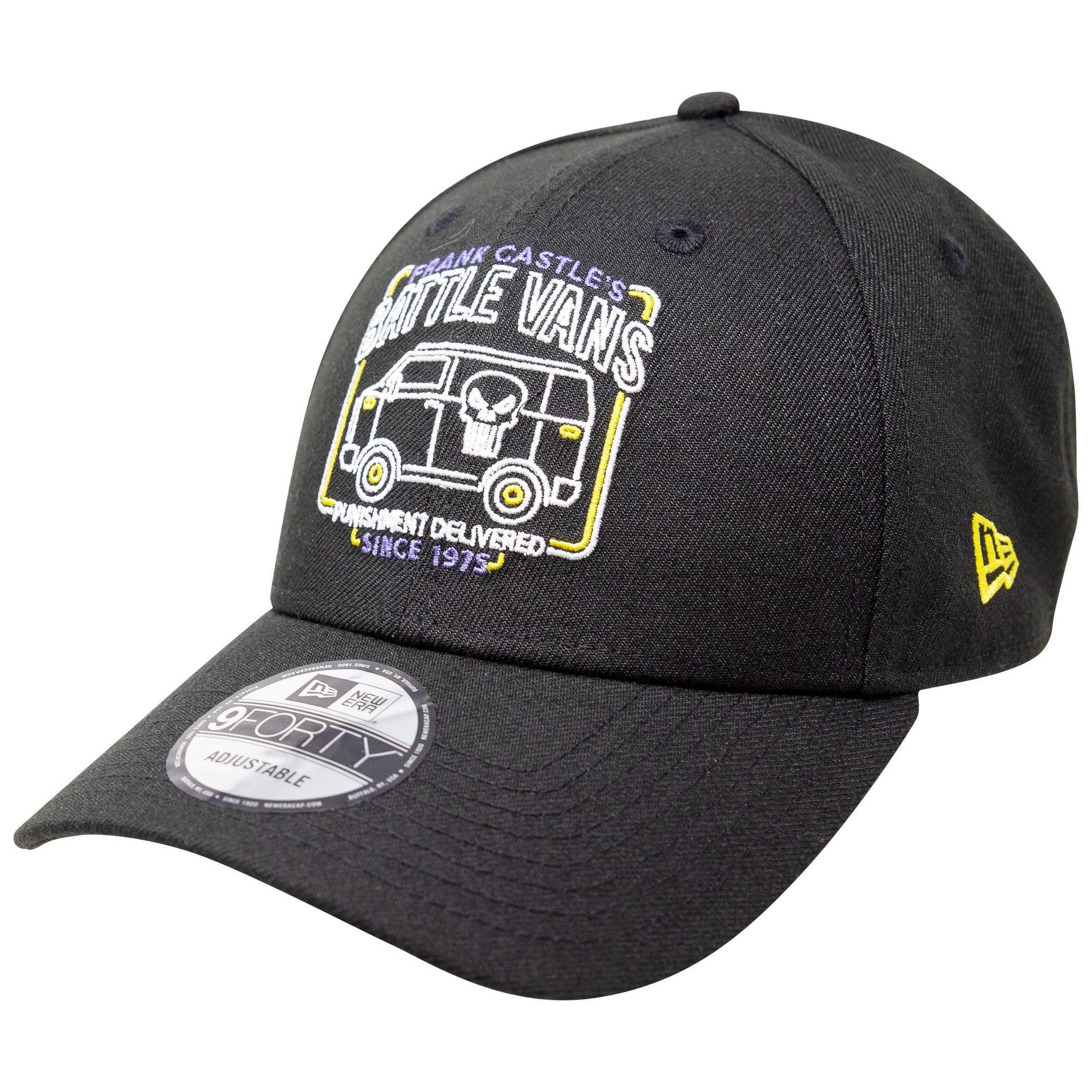 The Punisher Battle Van Marvel 80th New Era 9Forty Adjustable Hat, Black