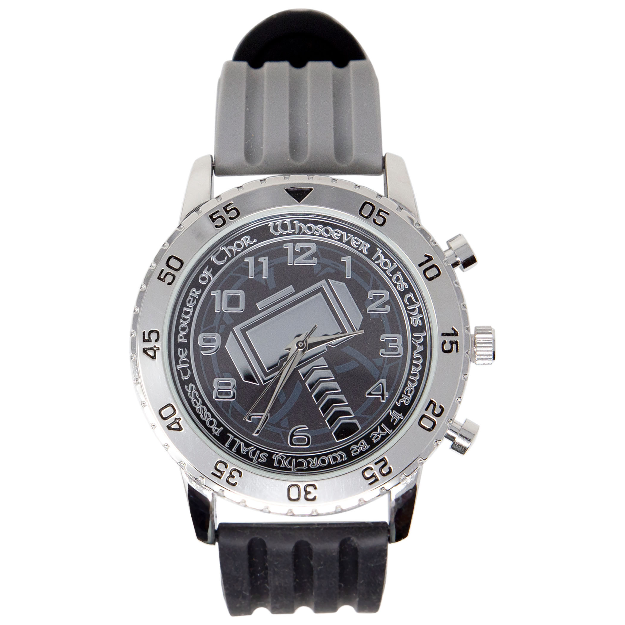 Thor's Mjlonir Classic Watch with Rubber Band, Silver