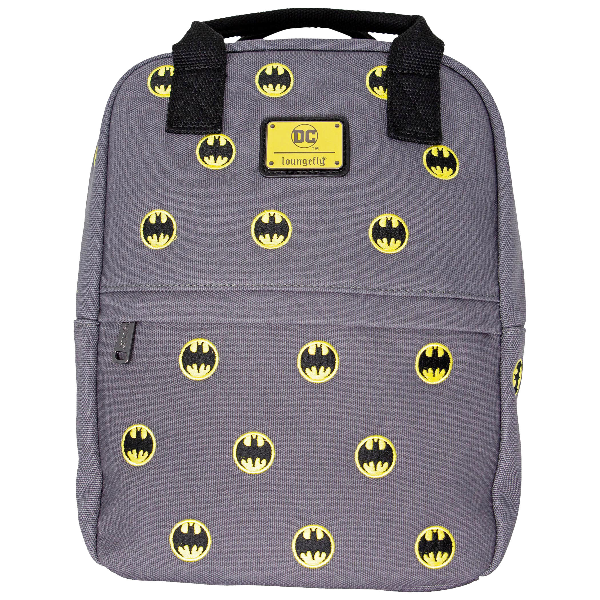 Batman Symbol Allover Print Canvas Mini Backpack, Black