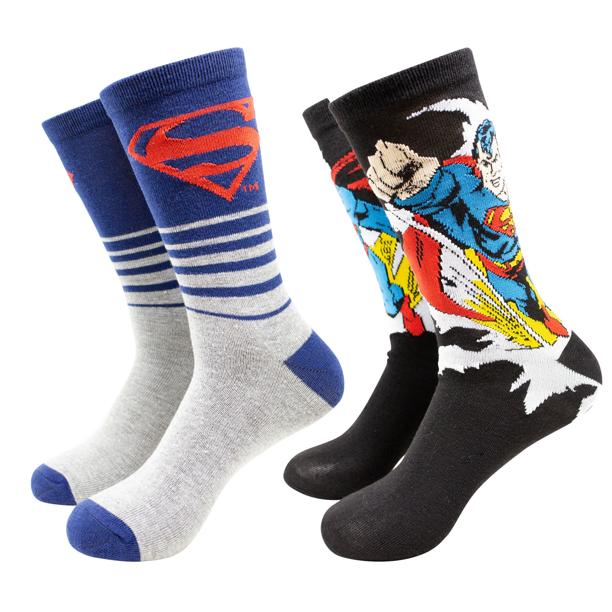 Superman Breakthrough Crew Socks 2-Pack, Black