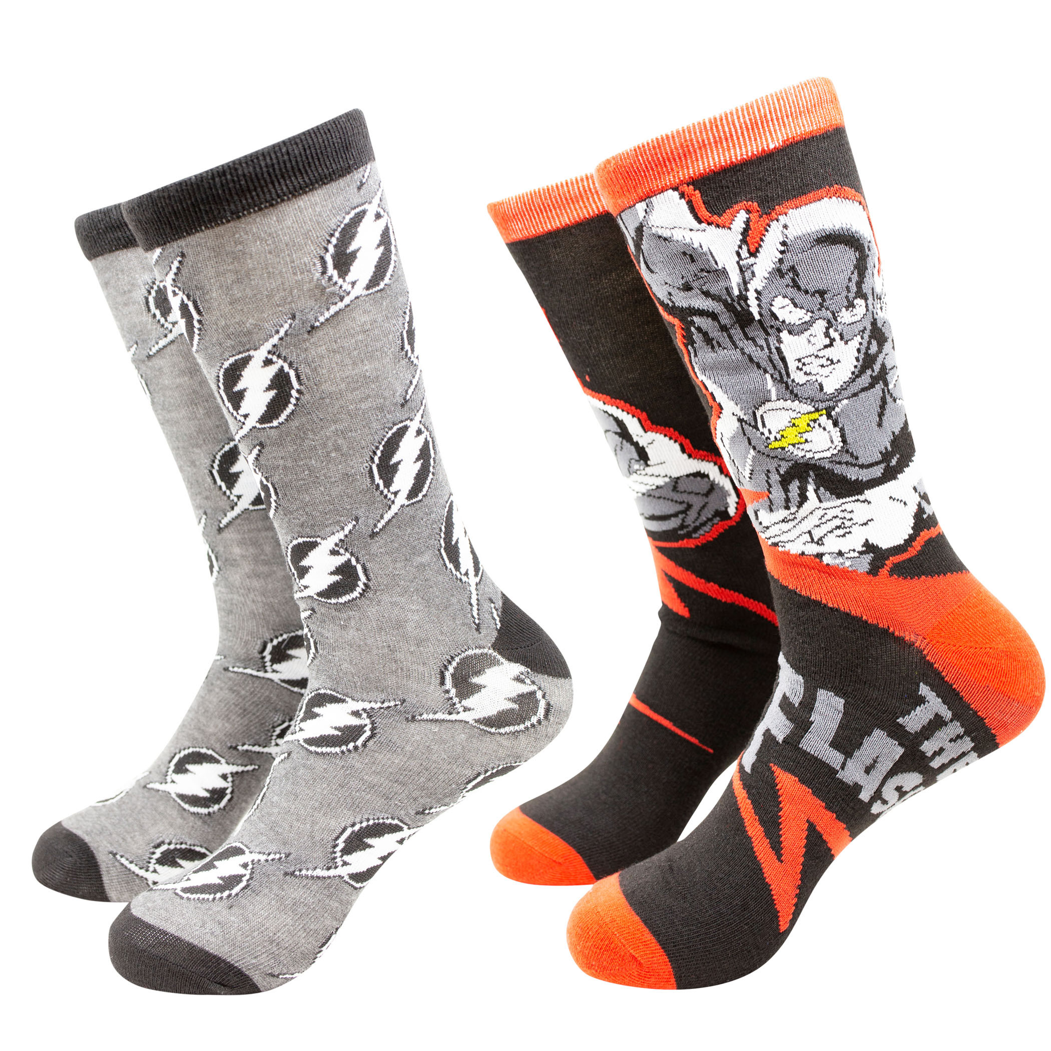 The Flash Greyed Out Symbols Crew Socks 2-Pack, Grey