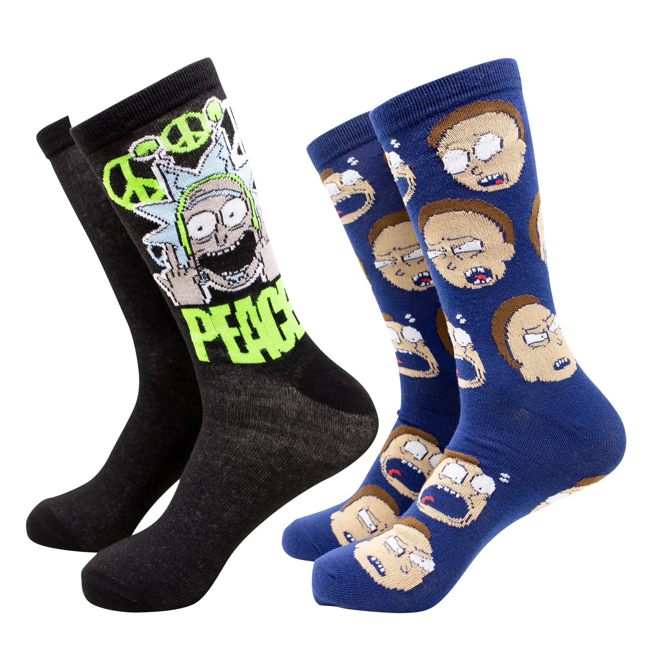 Rick and Morty Peace 2-Pack Crew Socks, Green