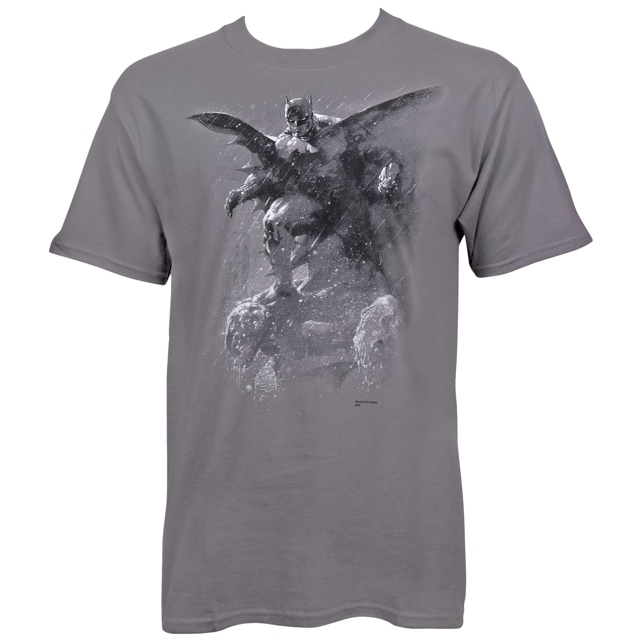Batman Grey Hush Paint by Jim Lee T-Shirt, Grey