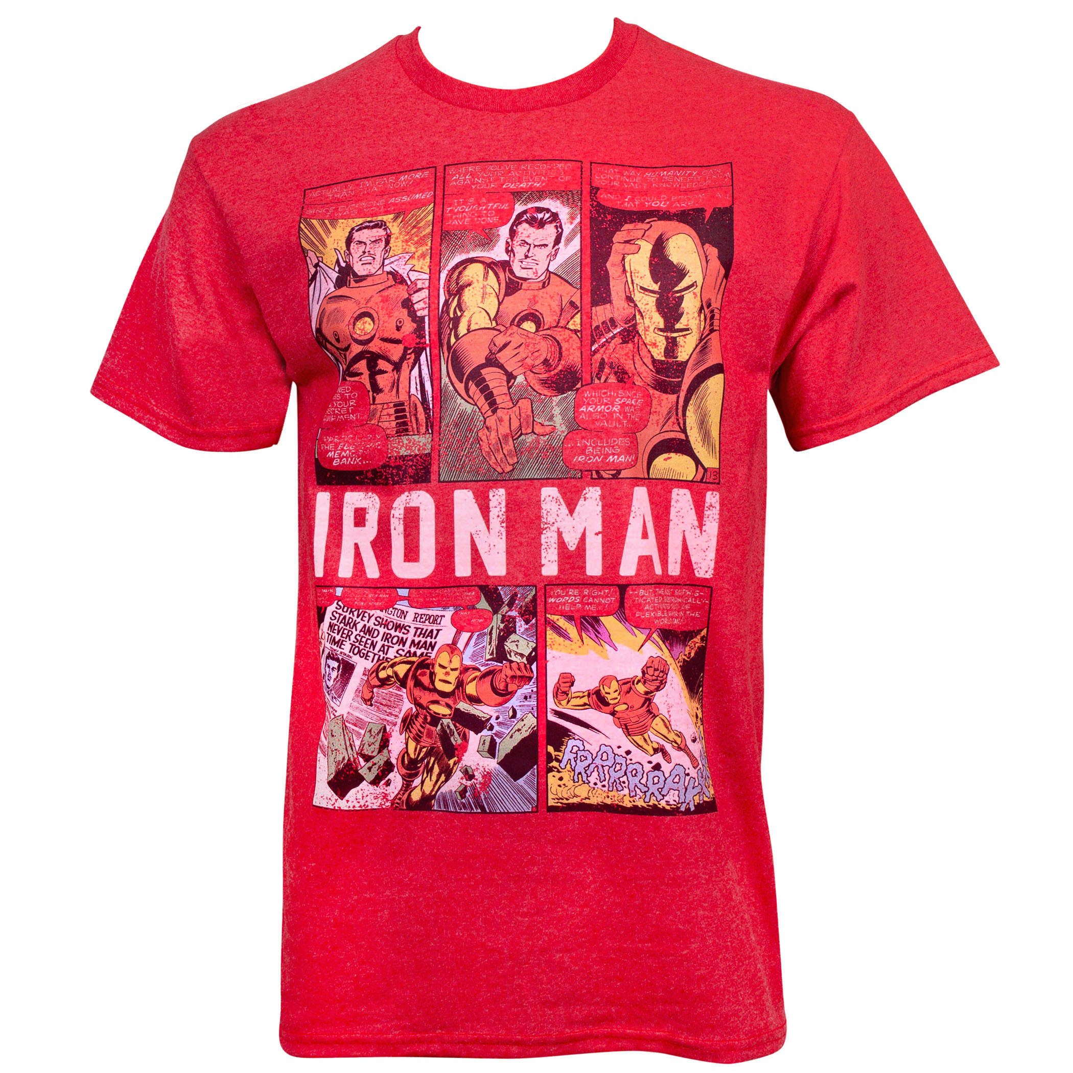 Iron Man Comic Panels Red T-Shirt, Red