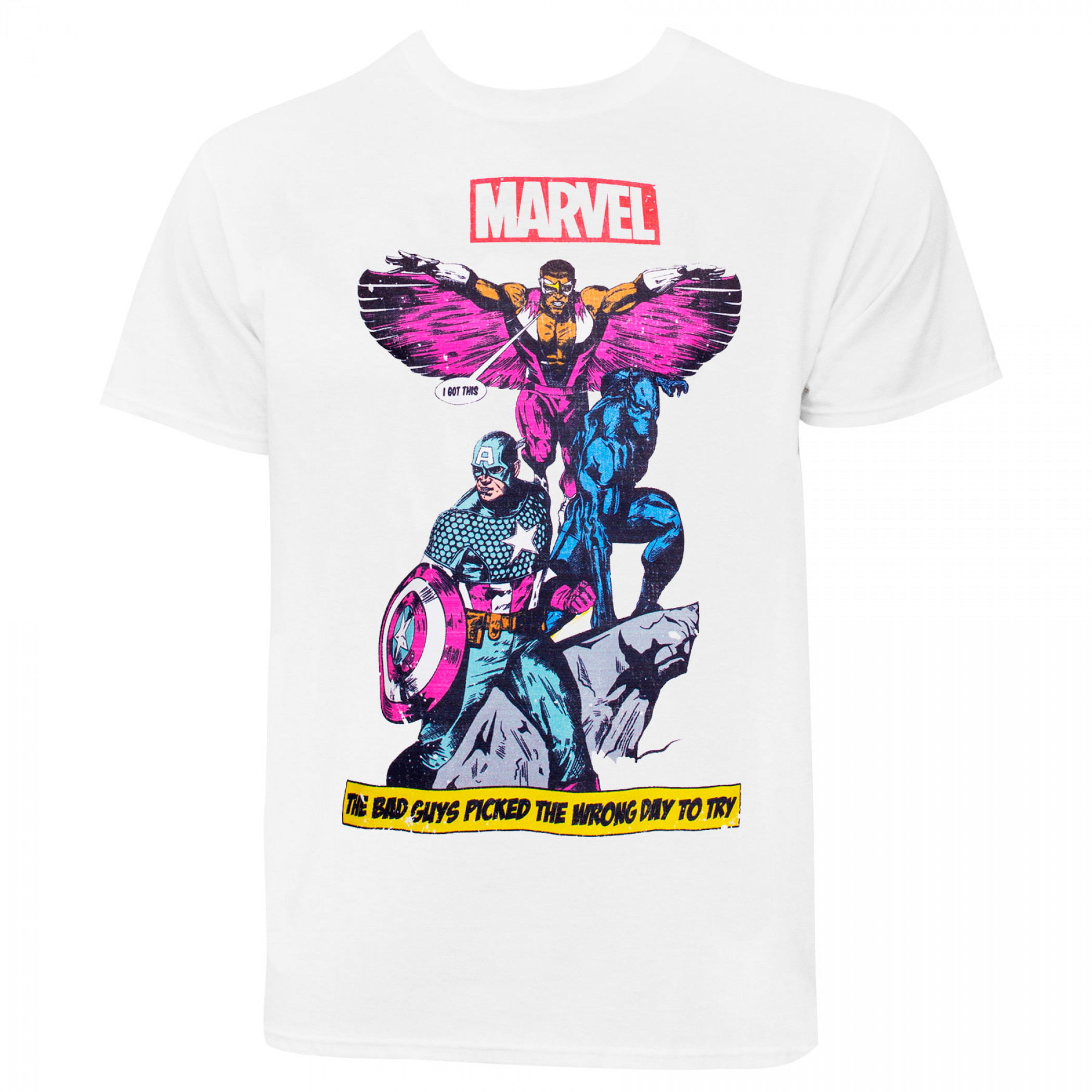 Avengers Cap Falcon Panther T-Shirt, White