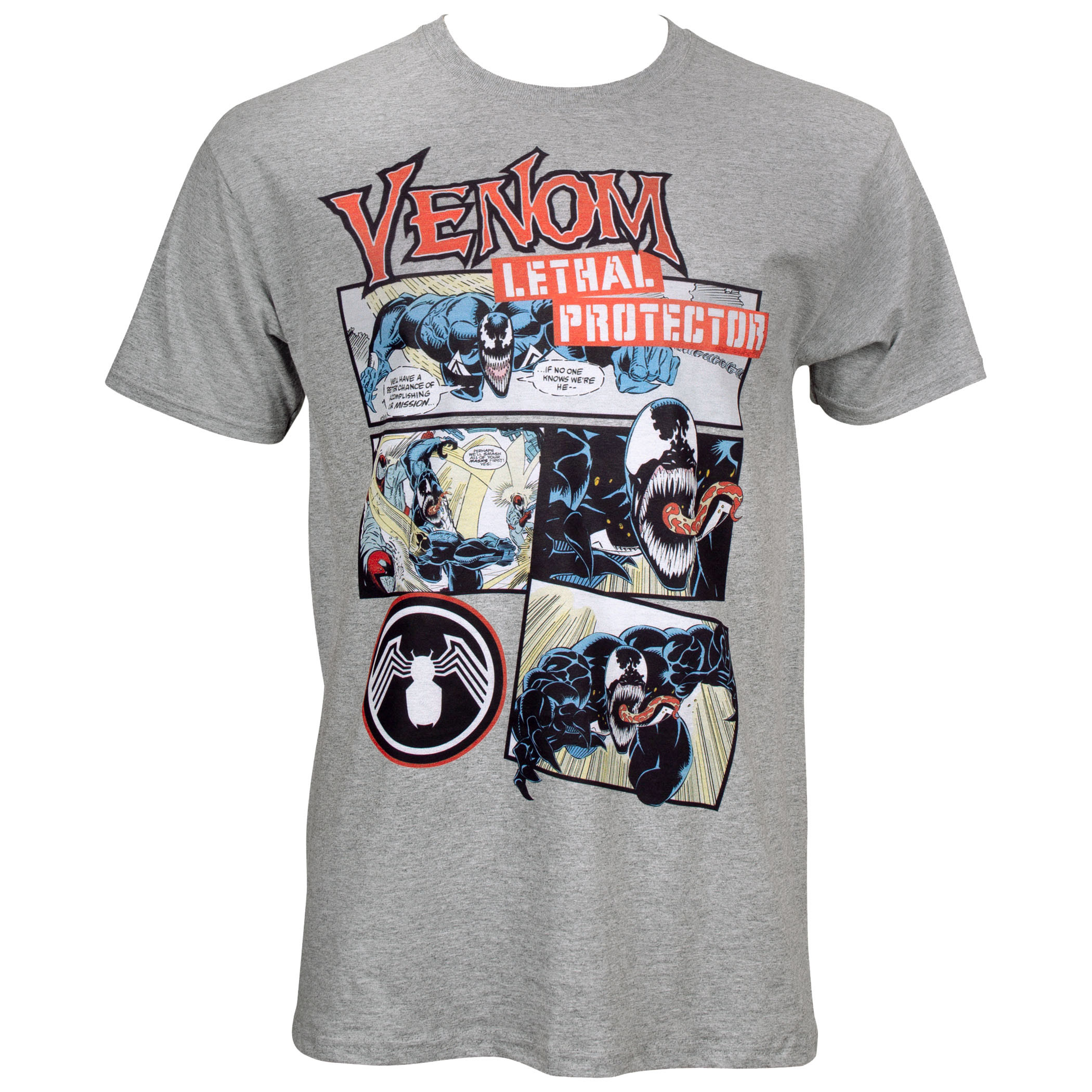 Venom Comic Panels T-Shirt, Grey