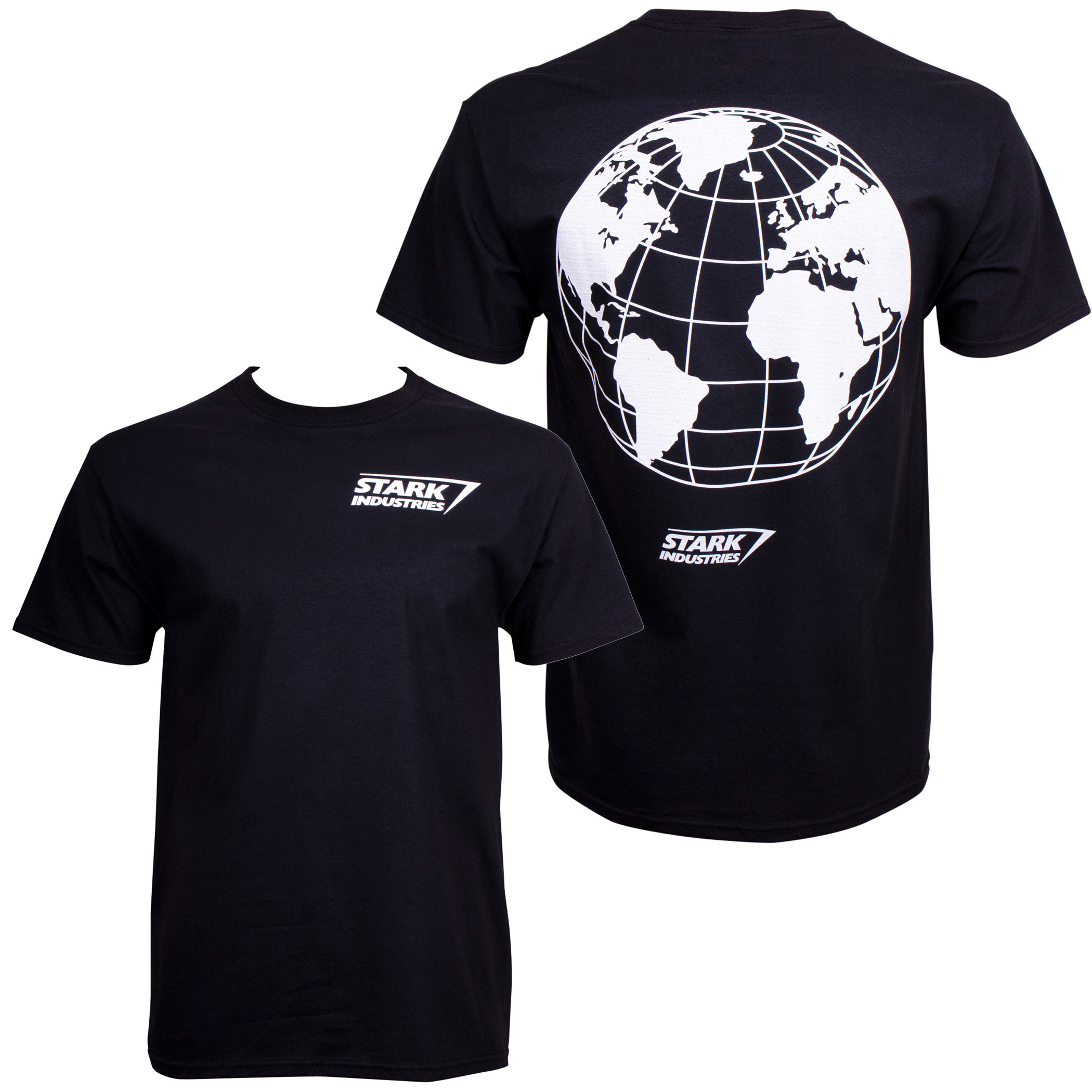 Iron Man Stark Industries World Back Print T-Shirt, Black
