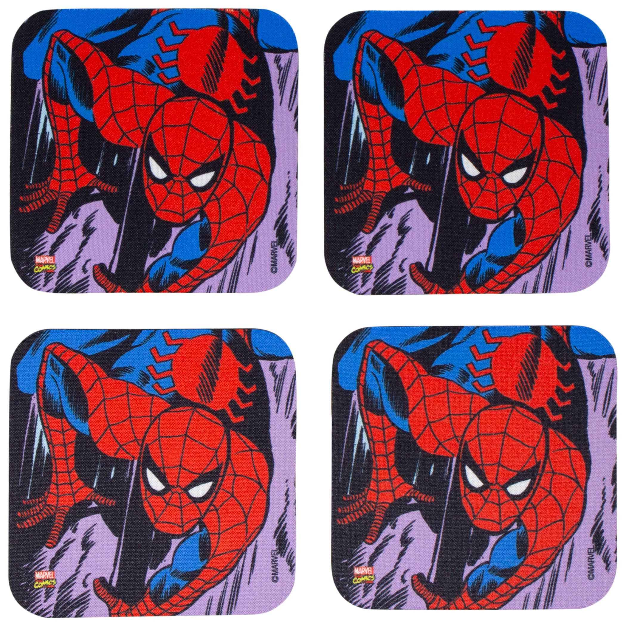 Marvel Spider-Man 4-Piece Neoprene Coaster Set, Red
