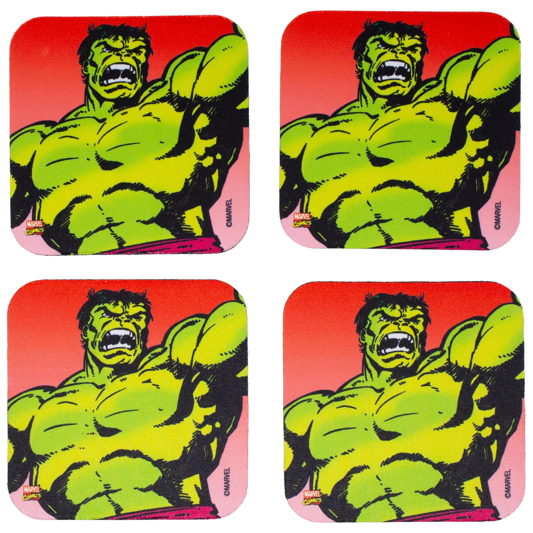 Marvel Incredible Hulk 4-Piece Neoprene Coaster Set, Green