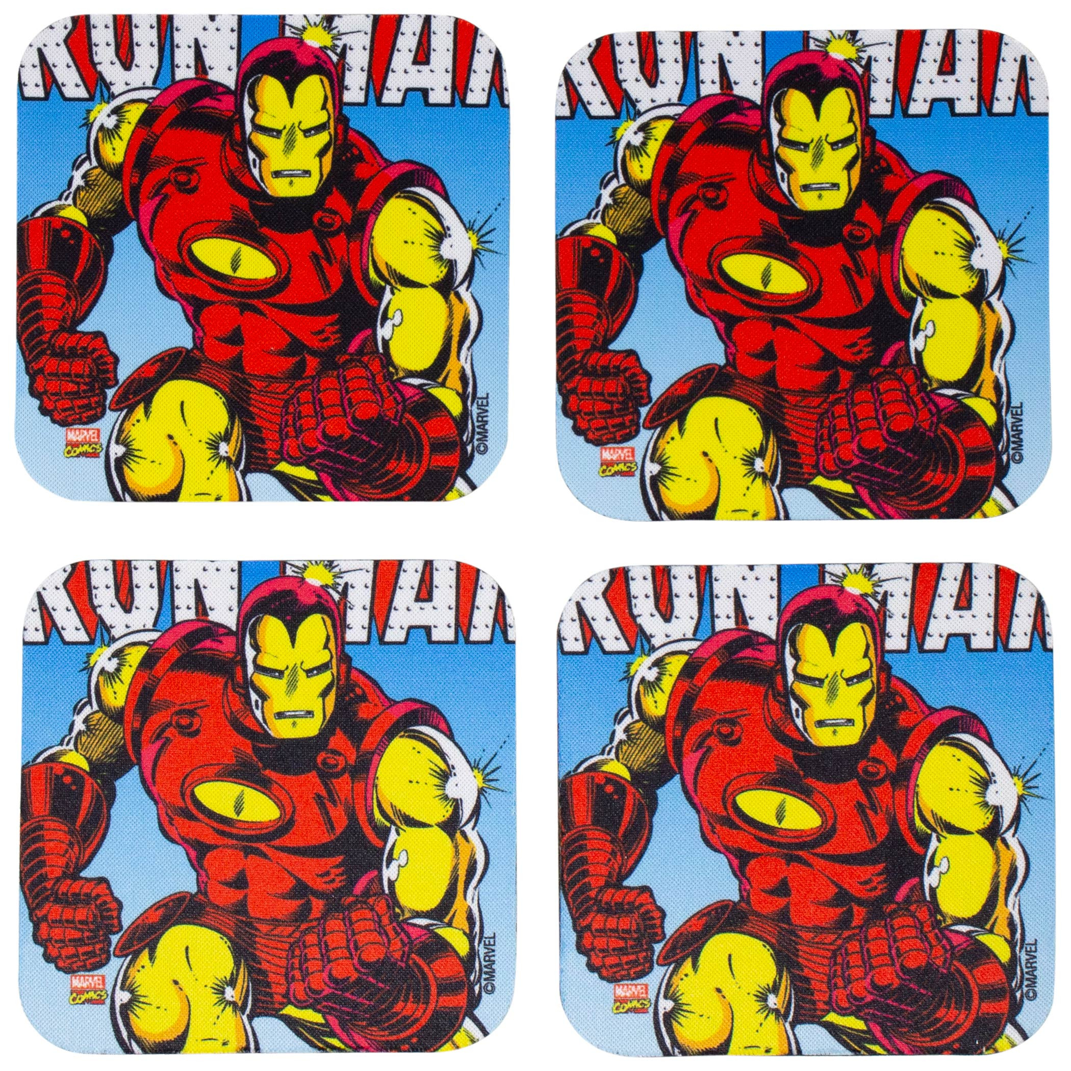 Marvel Iron Man 4-Piece Neoprene Coaster Set, Red