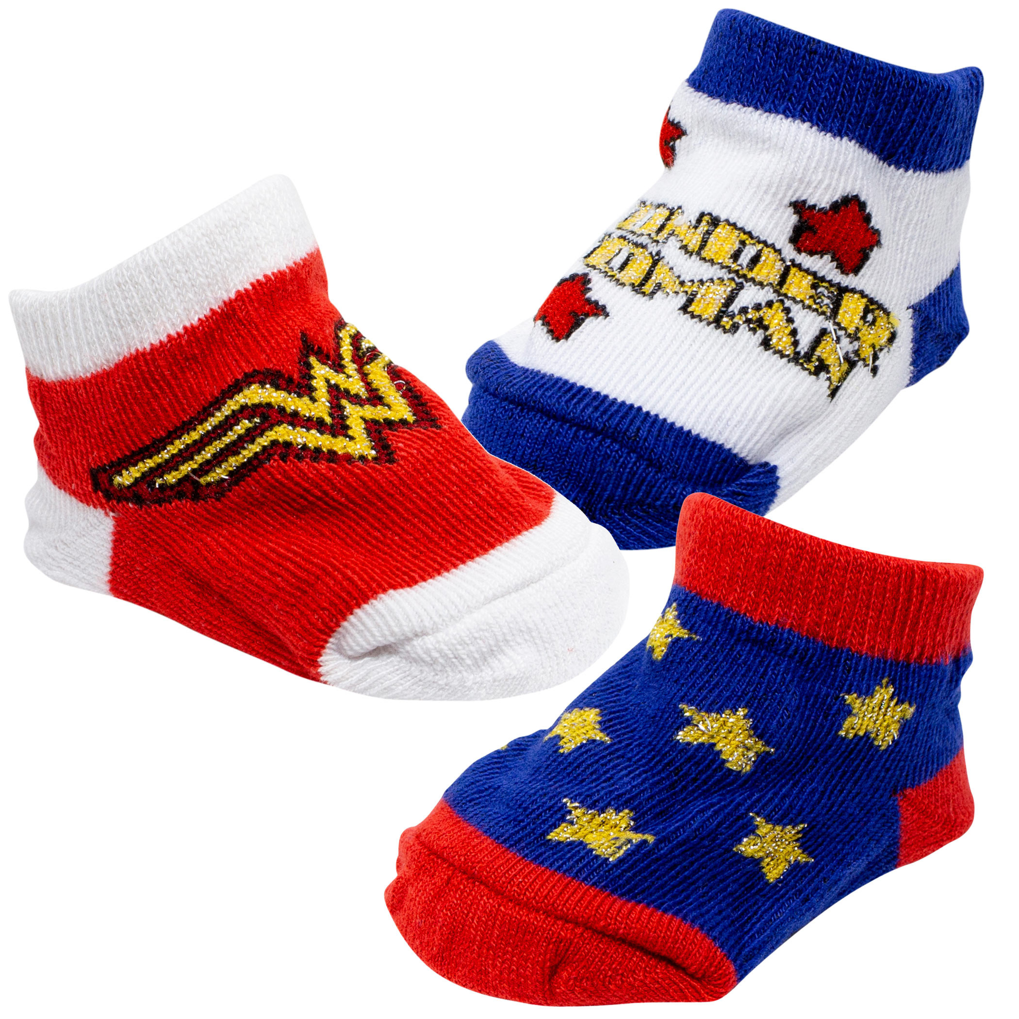 Wonder Woman 3-Pack Baby Socks, Blue