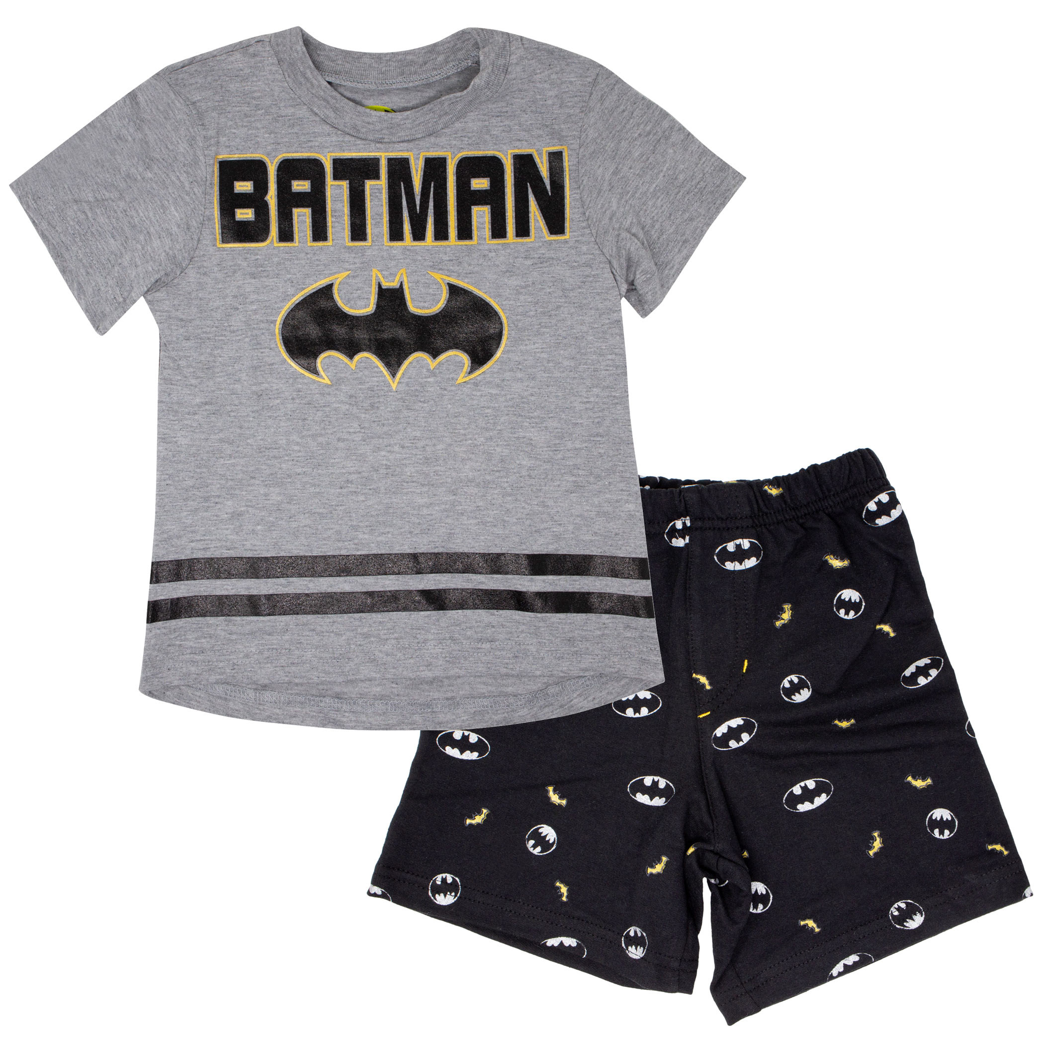 Batman Symbol Kids Shirt and All Over Print Shorts Boys Set, Grey
