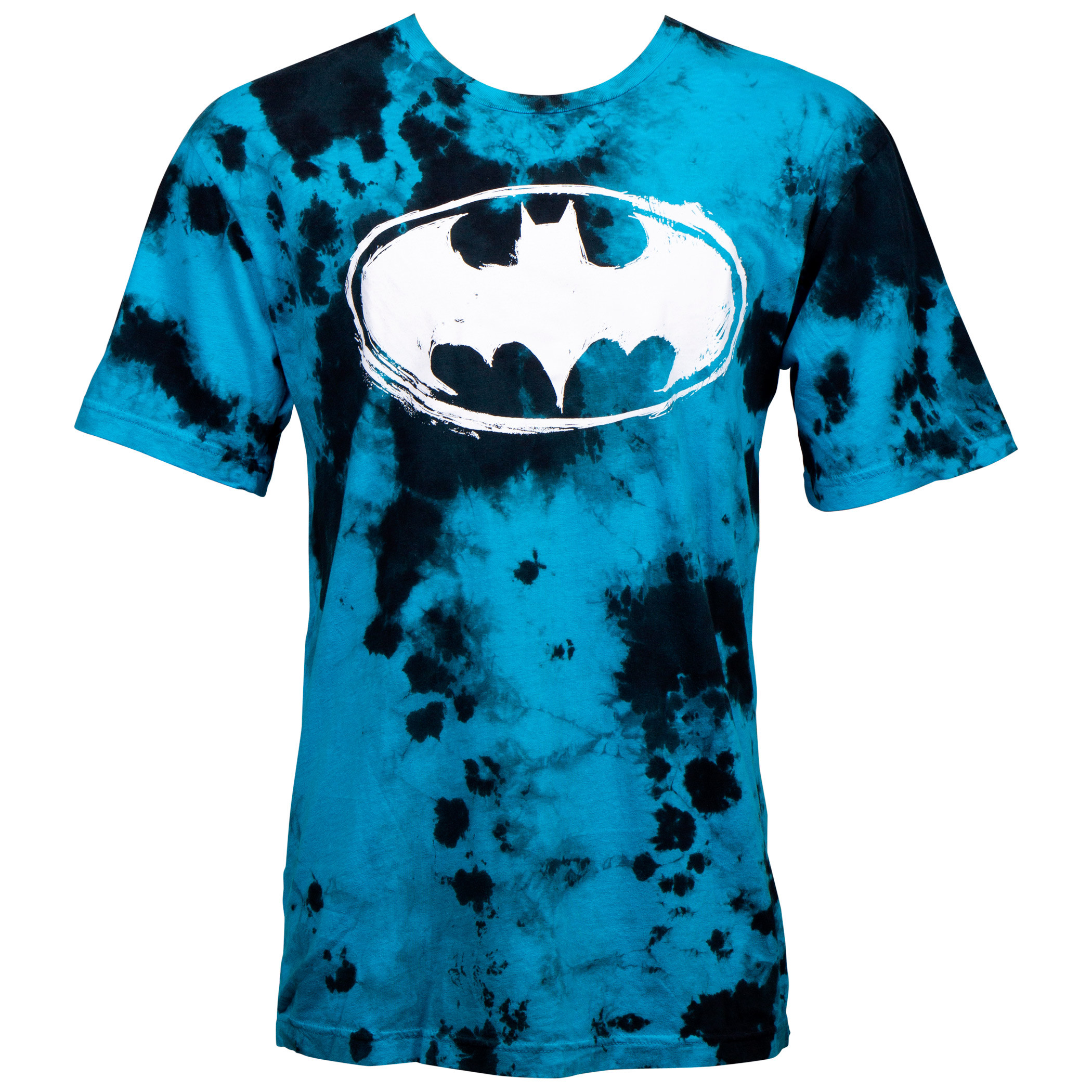 Batman Turquoise Cloud Blotch Dye T-Shirt, Blue