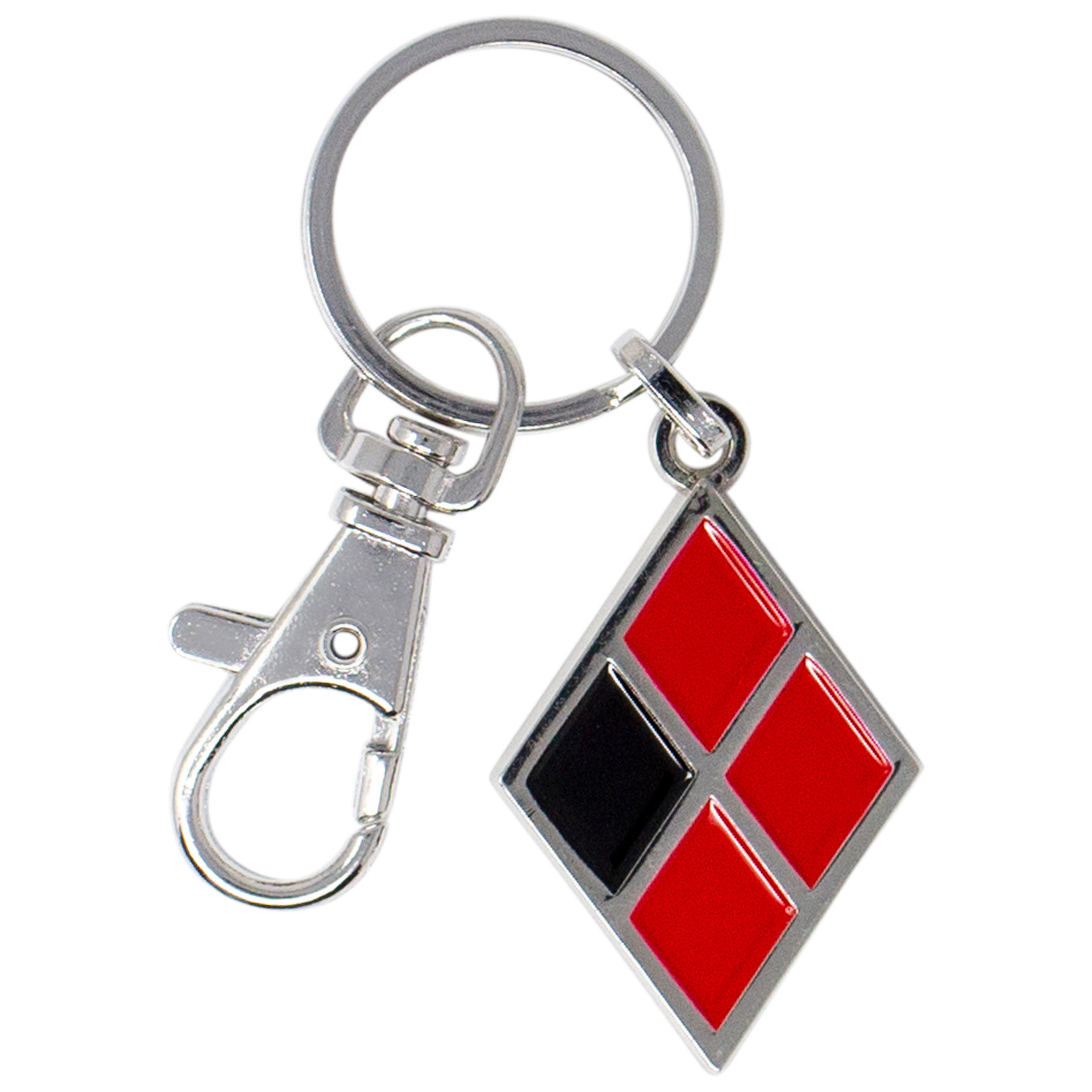Harley Quinn Diamond Symbol Enamel Keychain, Red