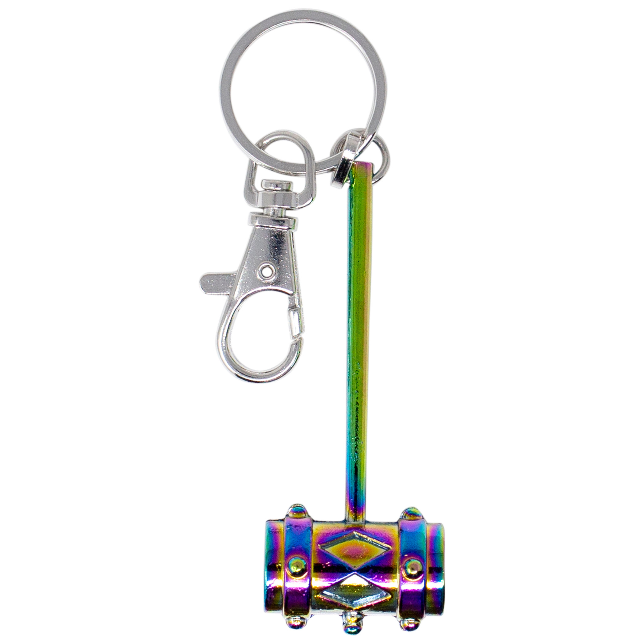 Harley Quinn's Mallet Keychain with Rainbow Metallic Finish, Multi-Color