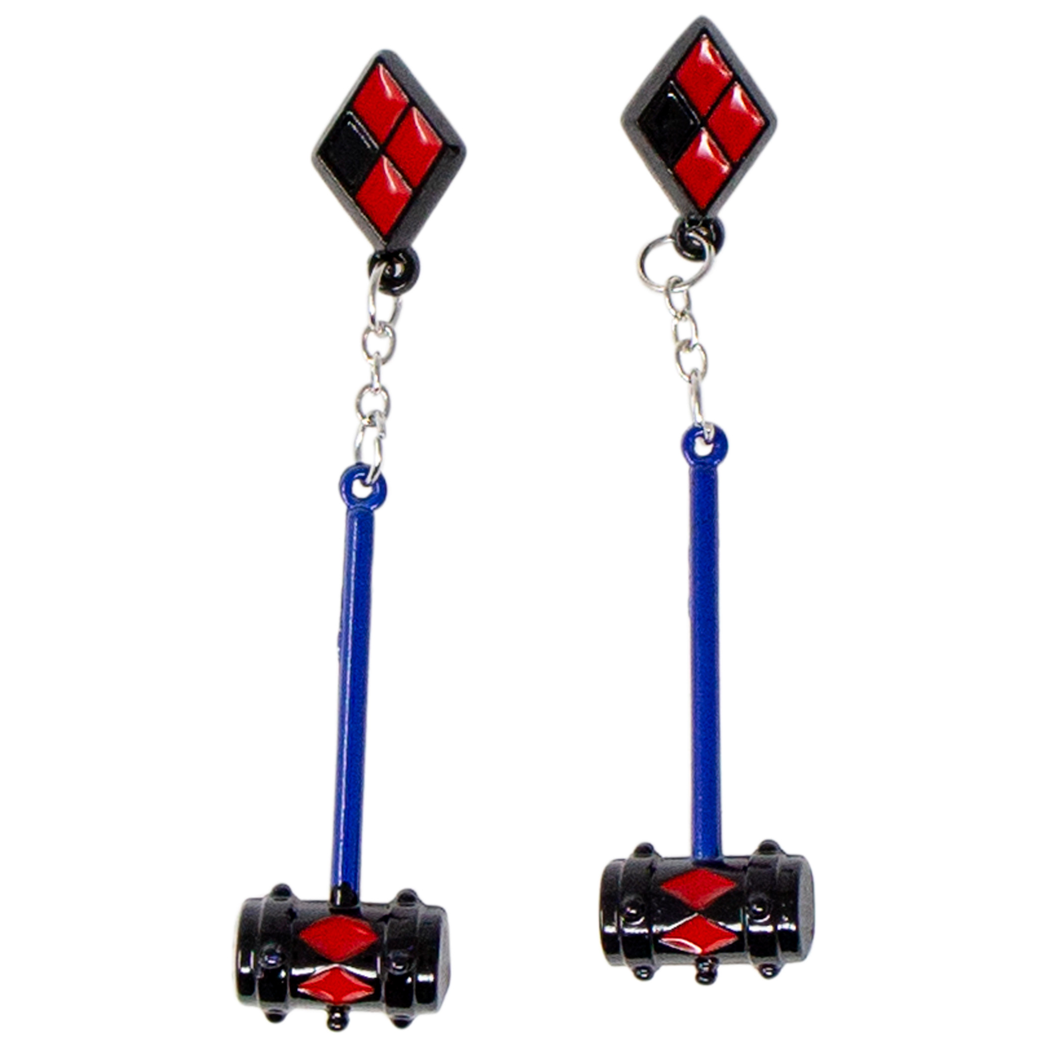 Harley Quinn Mallet Dangle Earrings, Black