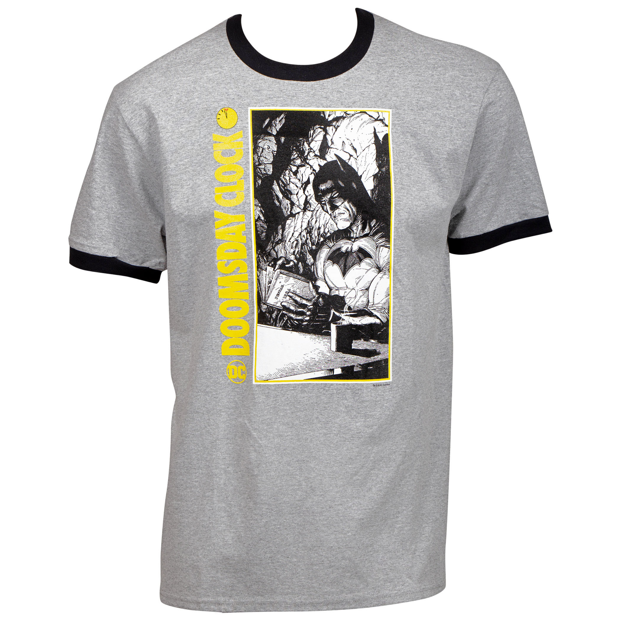 Doomsday Clock Batman Ringer T-Shirt, Grey