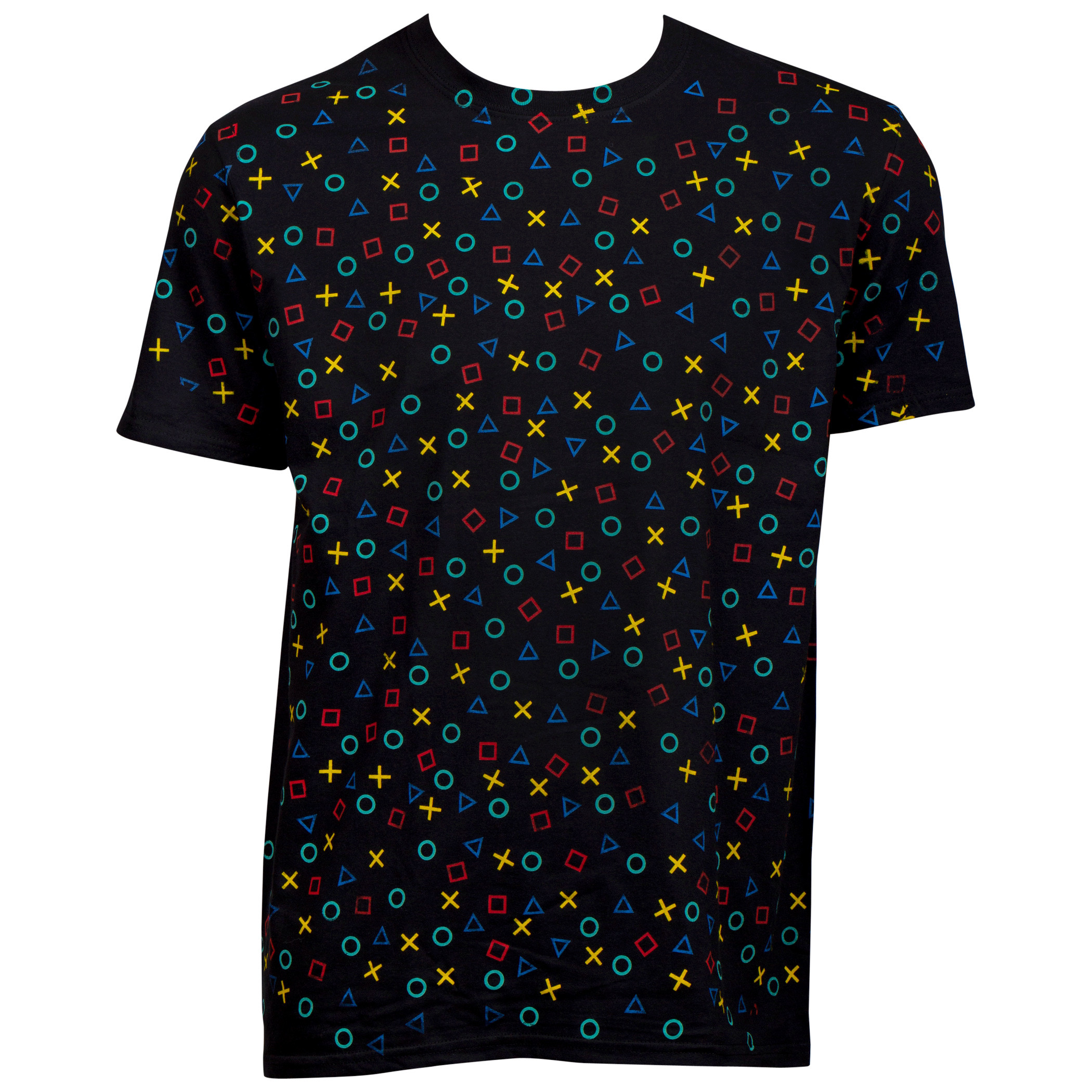 PlayStation All Over Controller Buttons T-Shirt, Black
