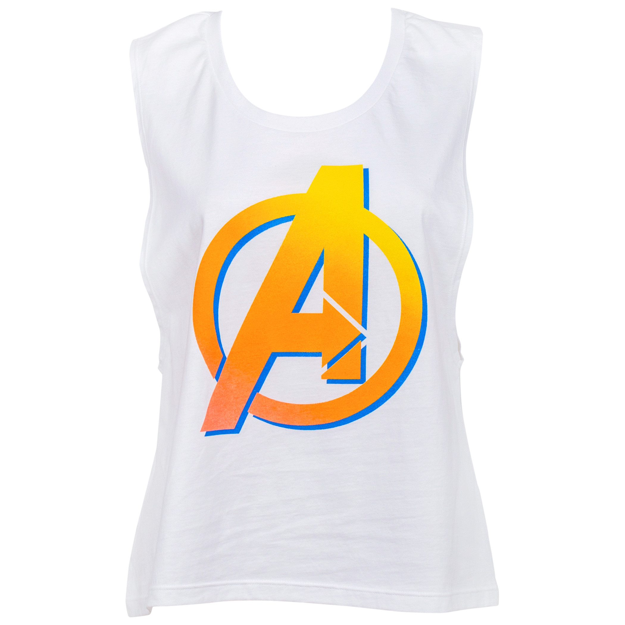 Avengers Orange Symbol Juniors Tank Top, White