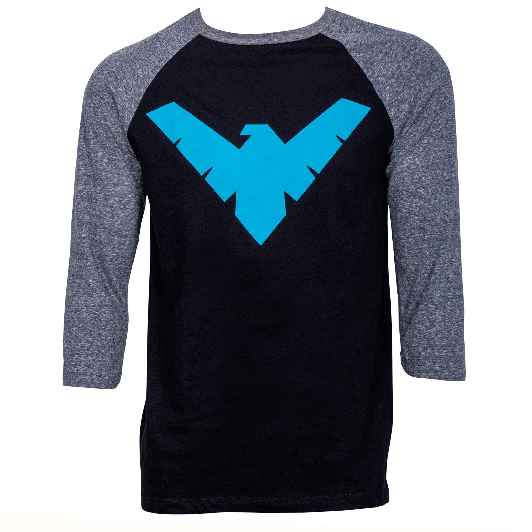 Nightwing Symbol 3/4 Sleeve Baseball T-Shirt, Black