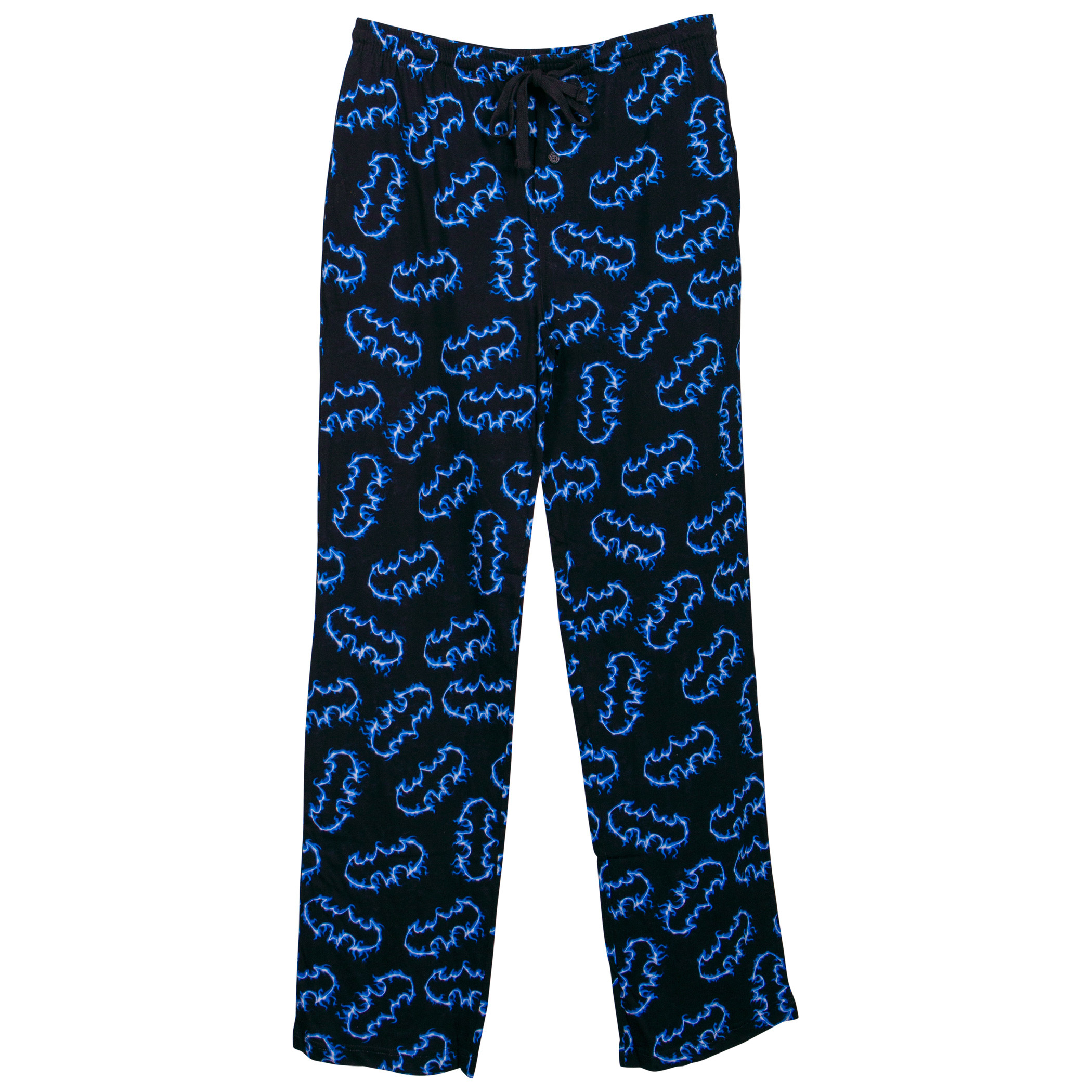 Batman Blue Flames Symbols Sleep Pants, Black