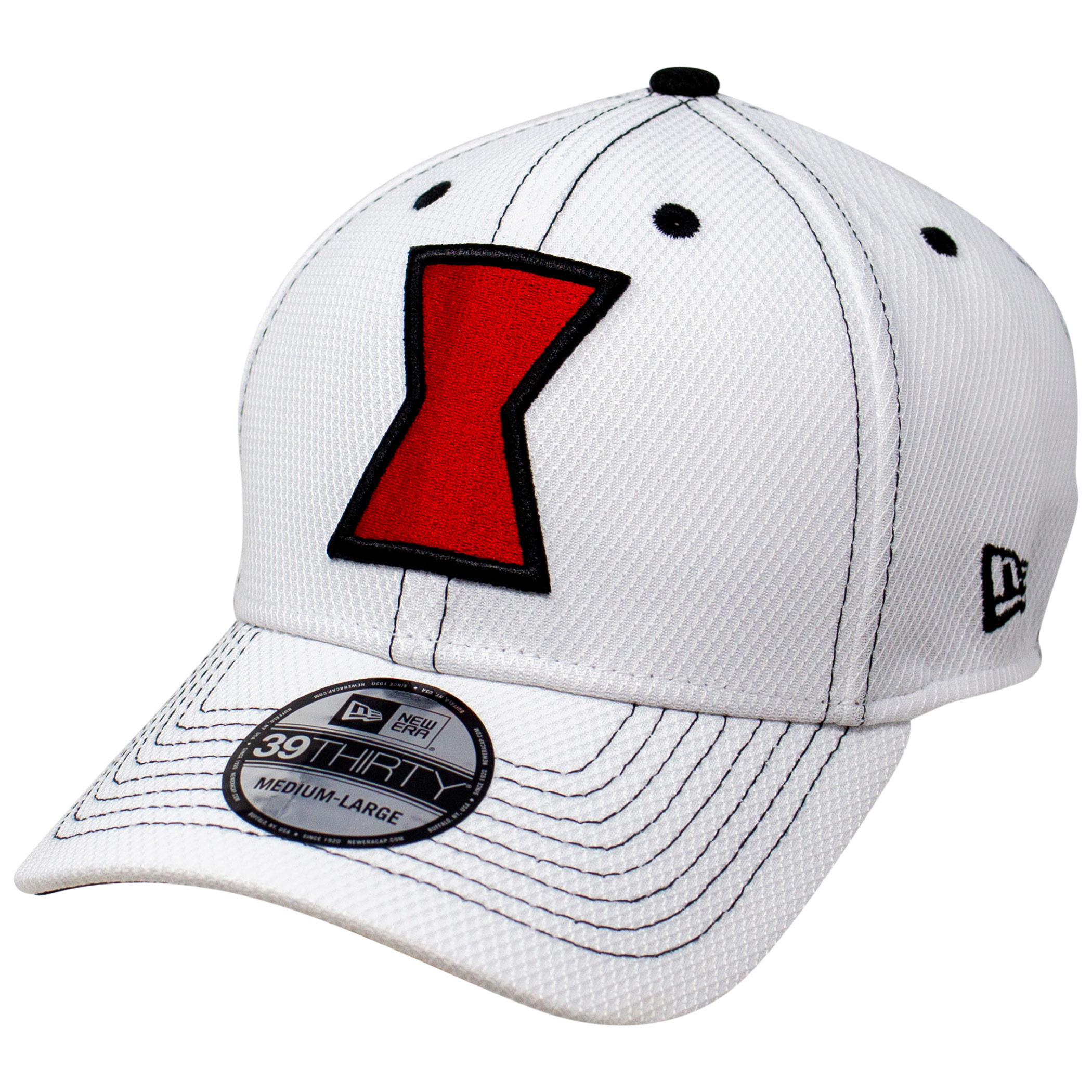 Black Widow Movie White Costume New Era 39Thirty Fitted Hat, Black